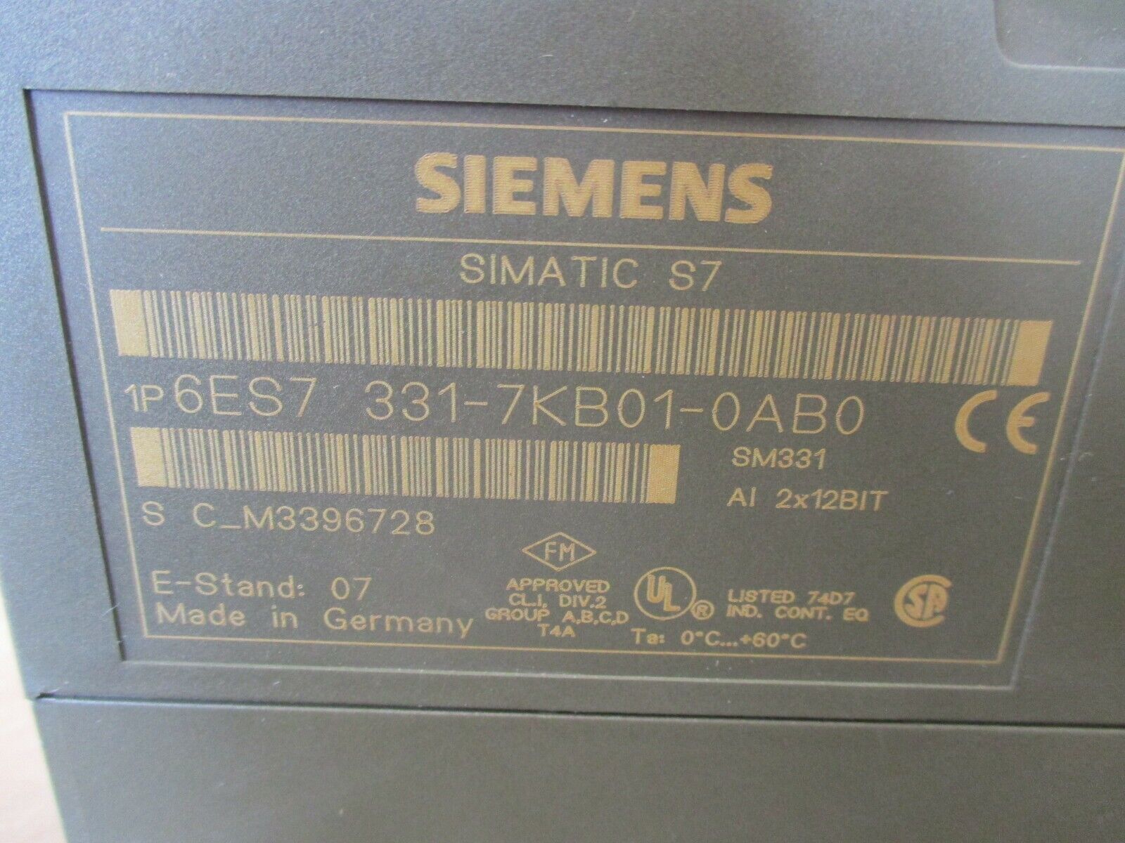 Siemens Simatic S7 SM331 Analog Input Module 6ES7 331-7KB01-0AB0 2x12BIT Used