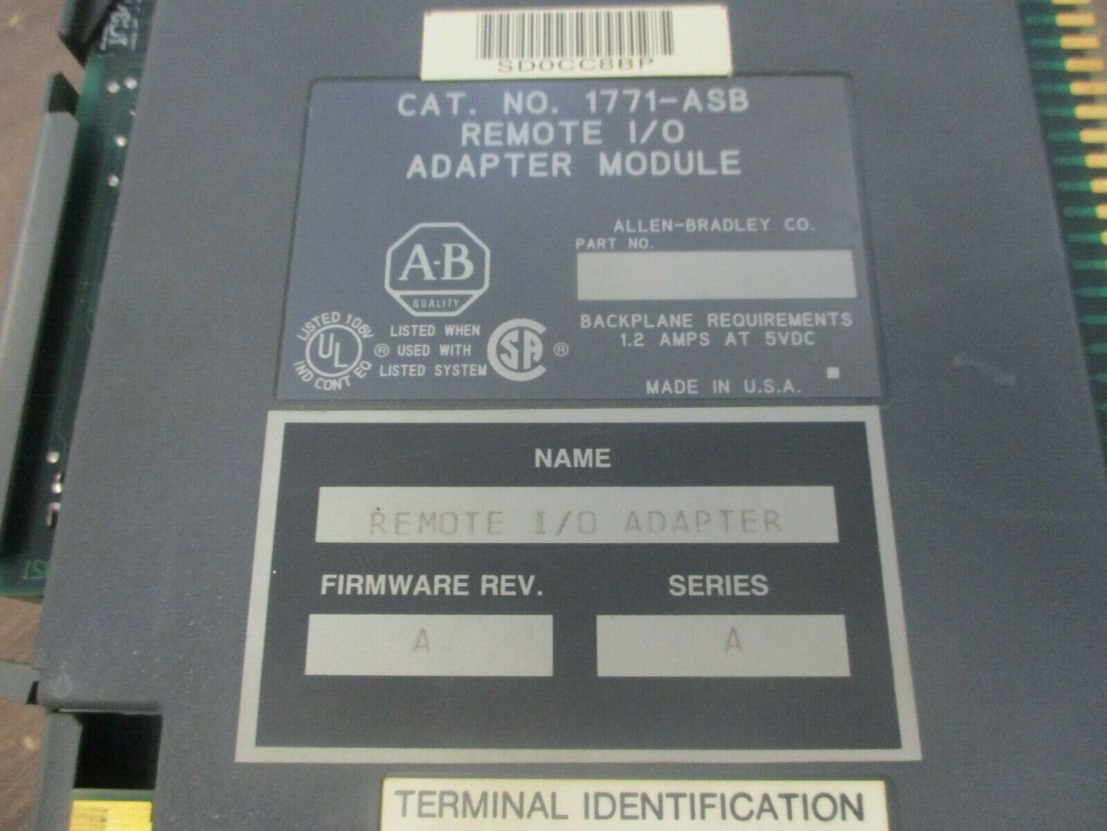 Allen-Bradley Remote I/O Adapter Module 1771-ASB Ser. A F/W Rev. A *No Terminal*