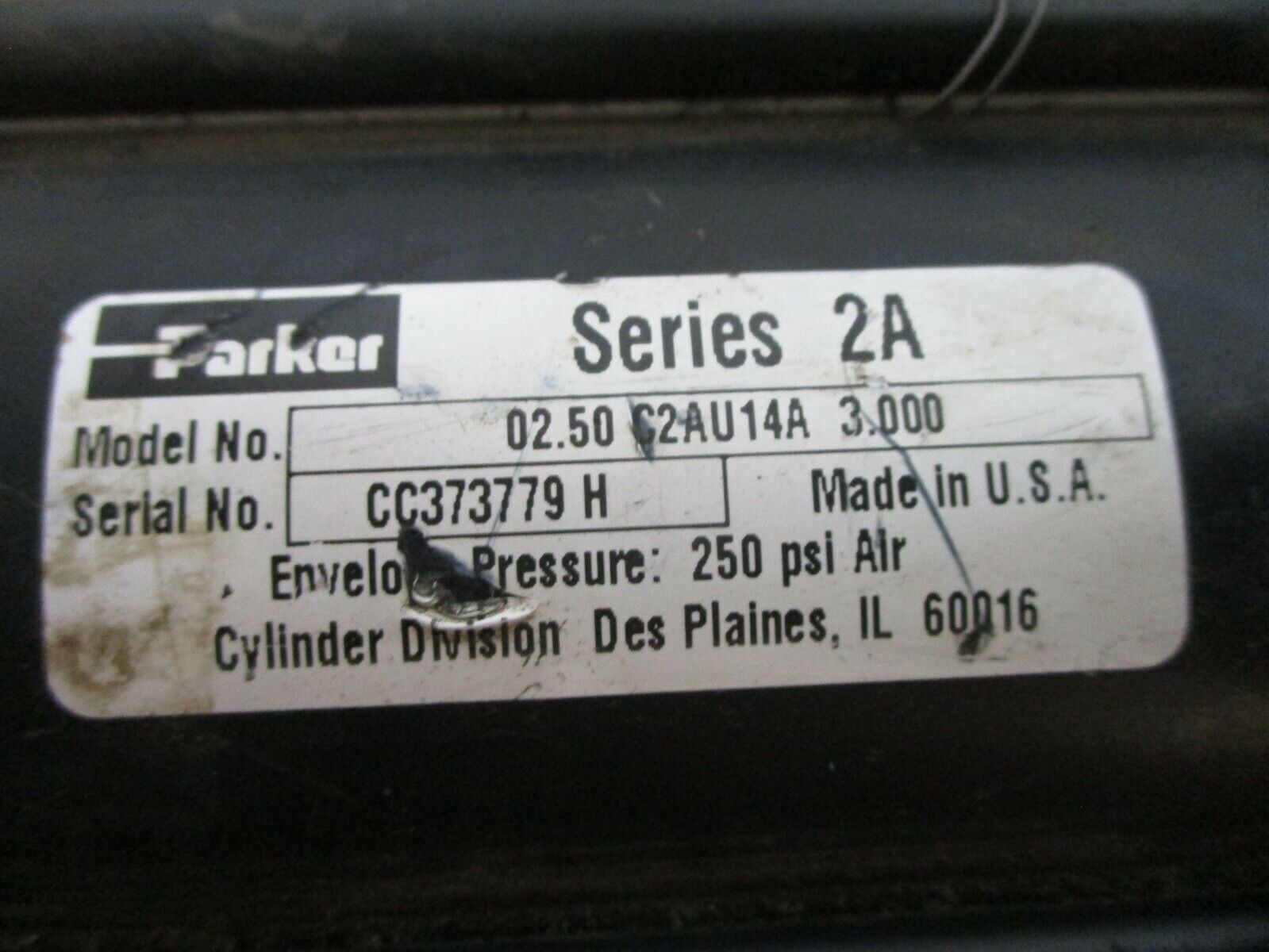 Parker Series 2A Air Cylinder 02.50 C2AU14A 3.000 250PSI Used