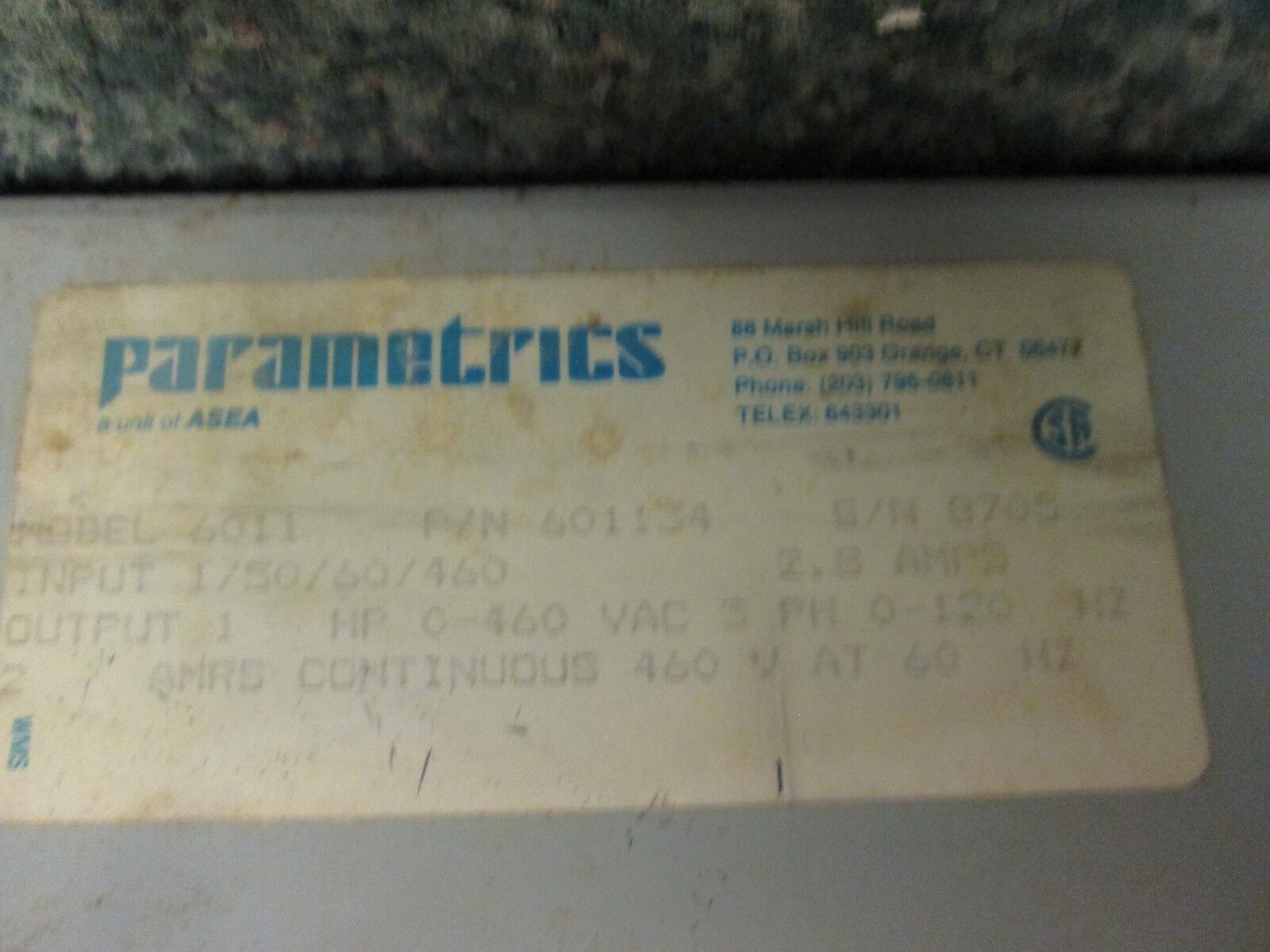 Parajust AC Motor Speed Controller 601134 1HP 460V Used