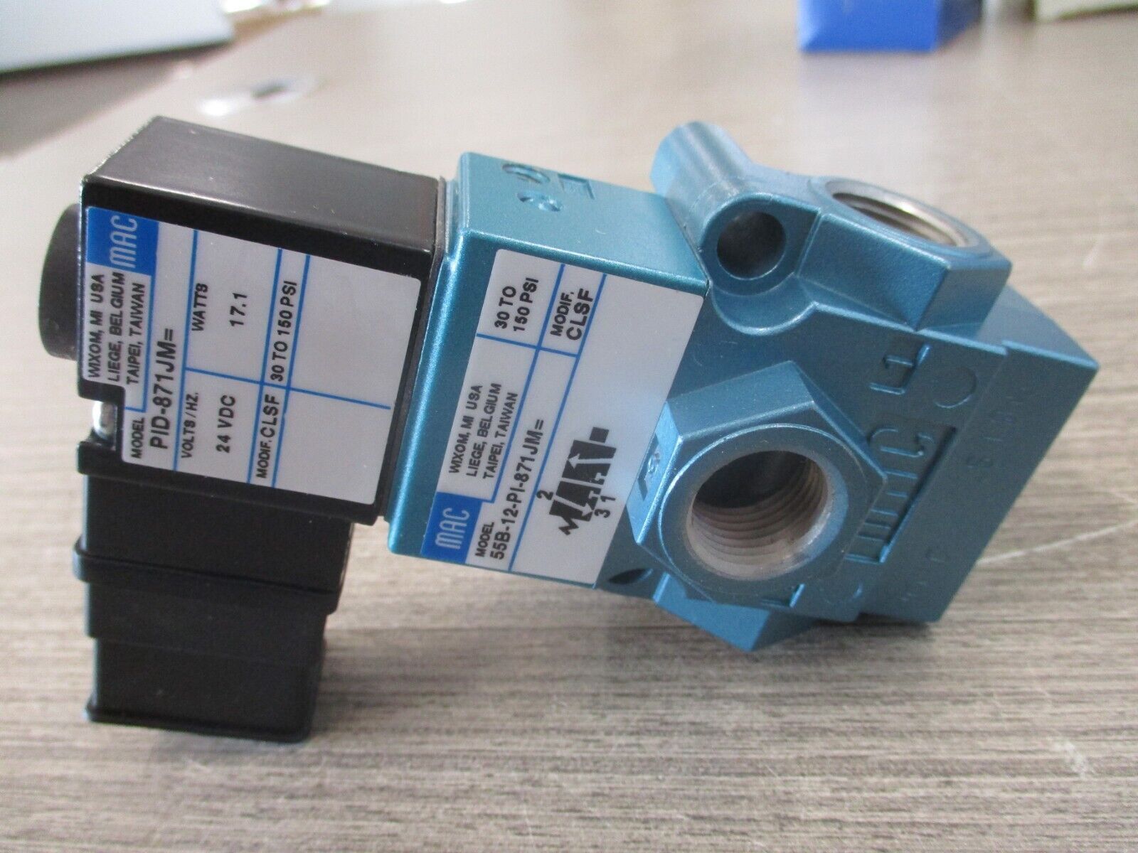 MAC Solenoid Valve 55B-12-PI-871JM- New Surplus