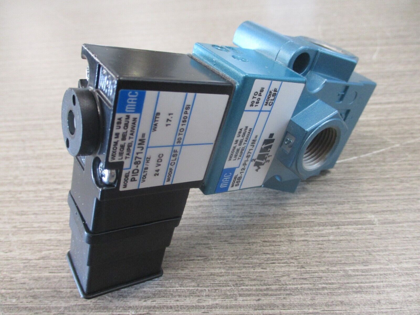 MAC Solenoid Valve 55B-12-PI-871JM- New Surplus