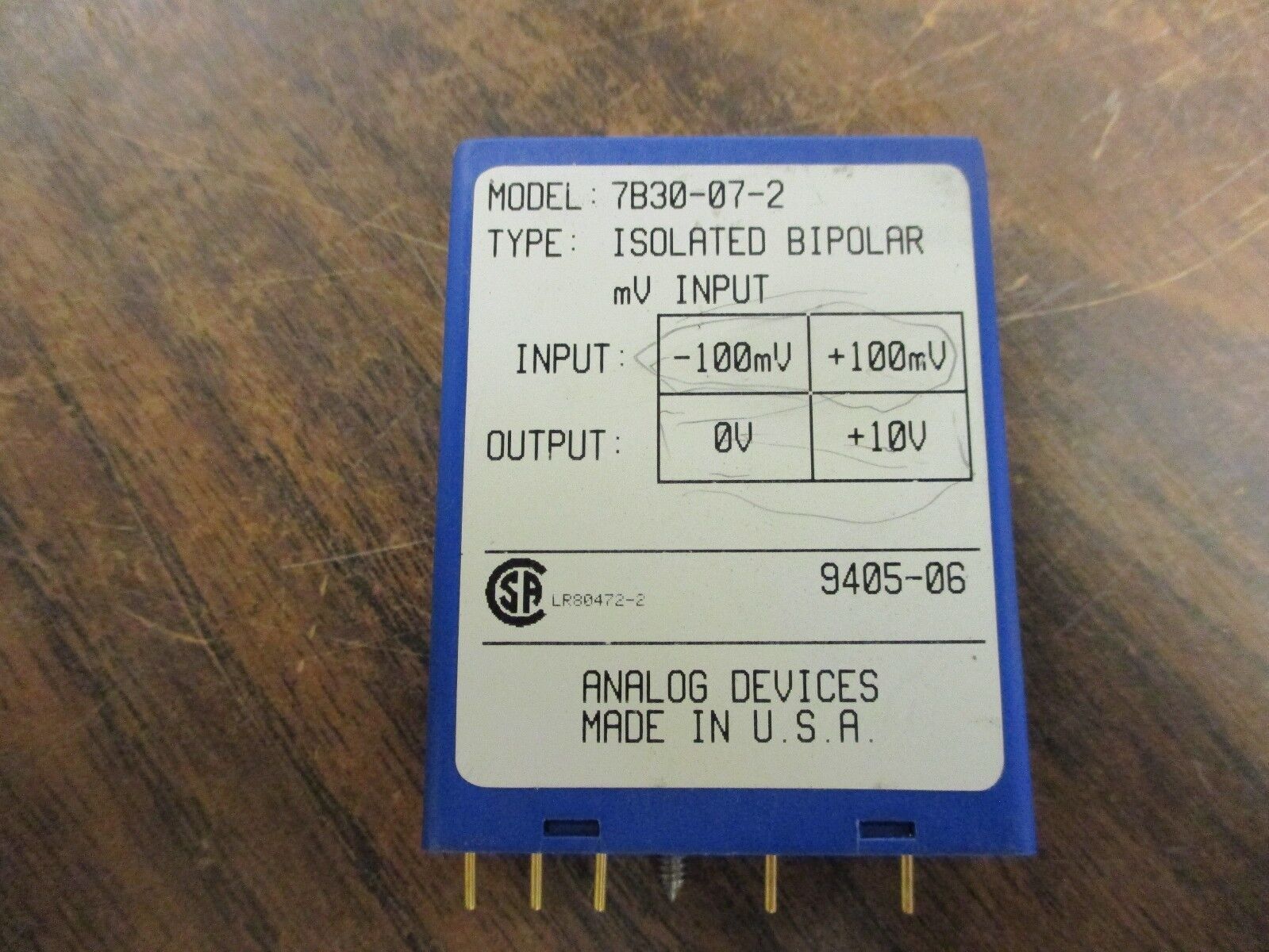 Analog Devices Isolated Bipolar mV Input Module 7B30-07-2 Used