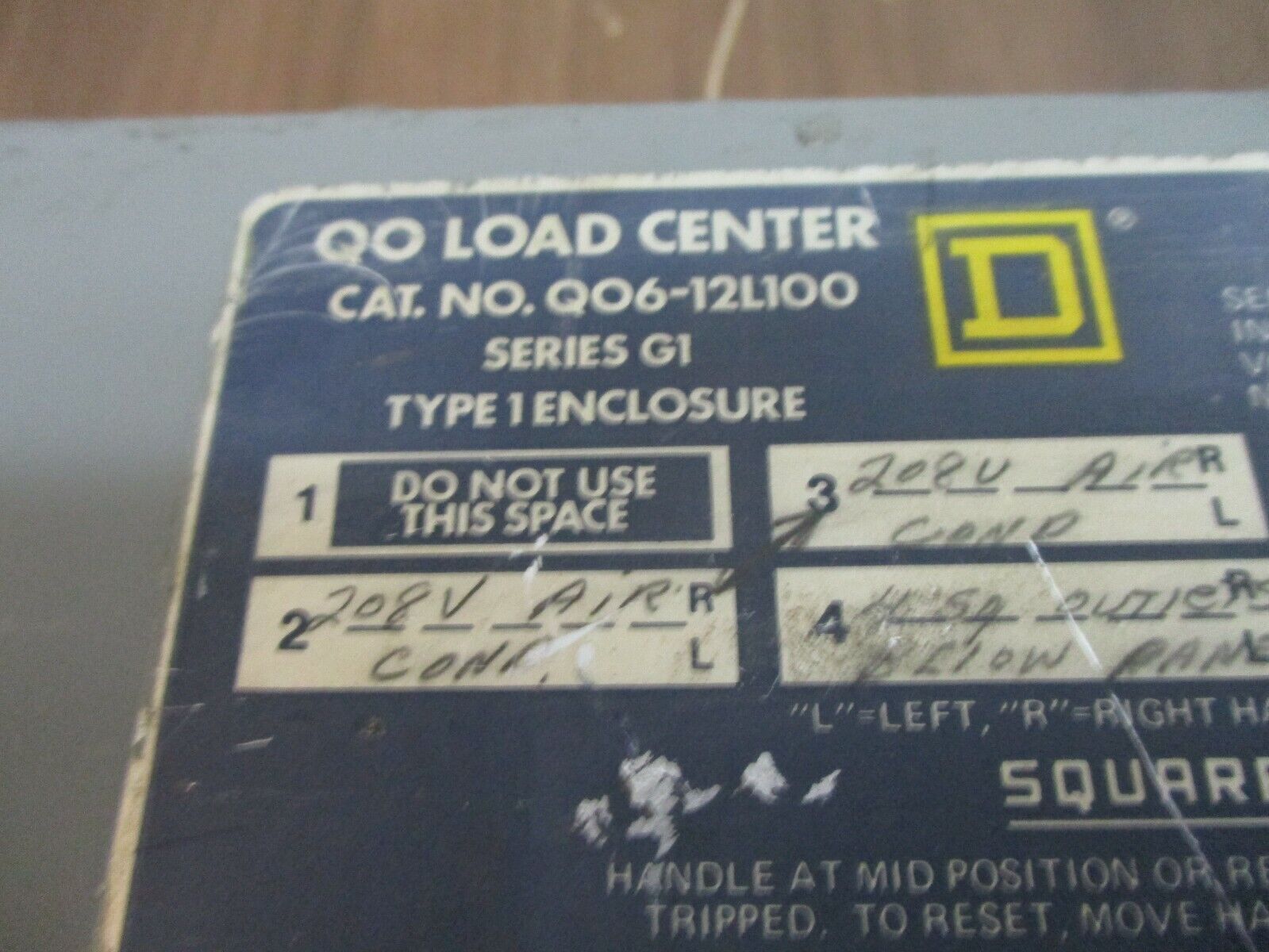 Square D QO Load Center QO6-12L100 Ser. G1 100A 120/240V 1Ph 3W 6-Space Used