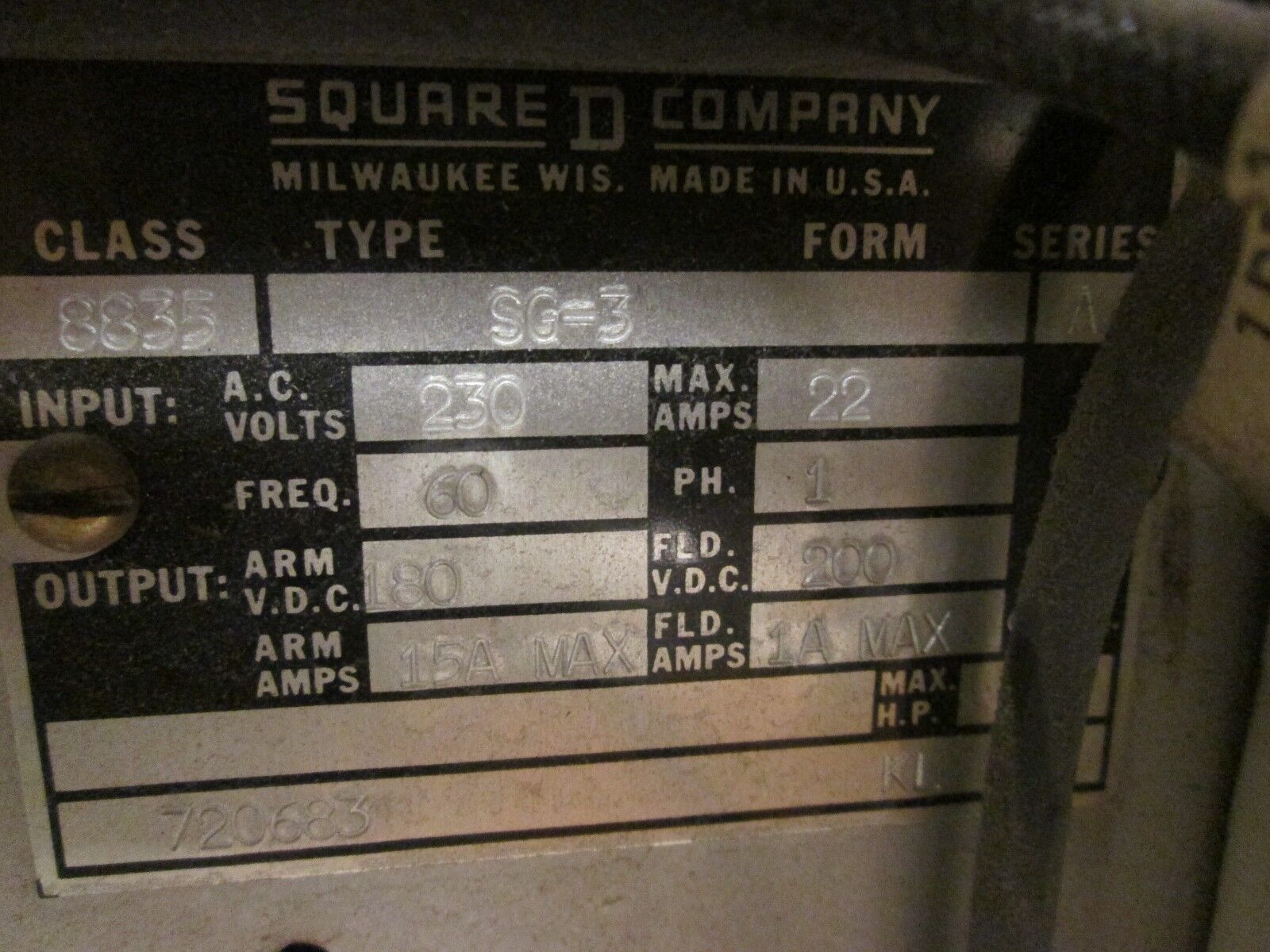 Square D AC-DC Power Supply 8835 SG-3 Used