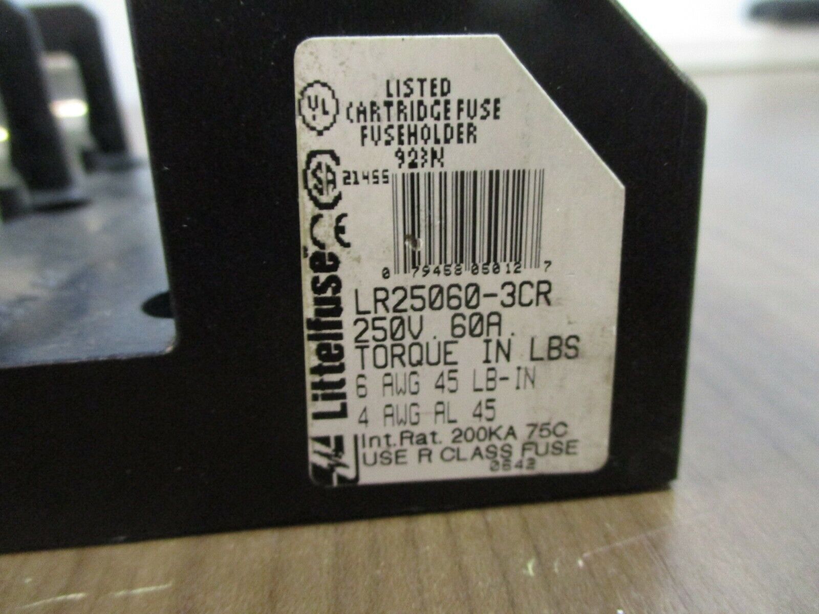Littlefuse Fuse Holder LR25060-3CR 60A 250V 3P Used