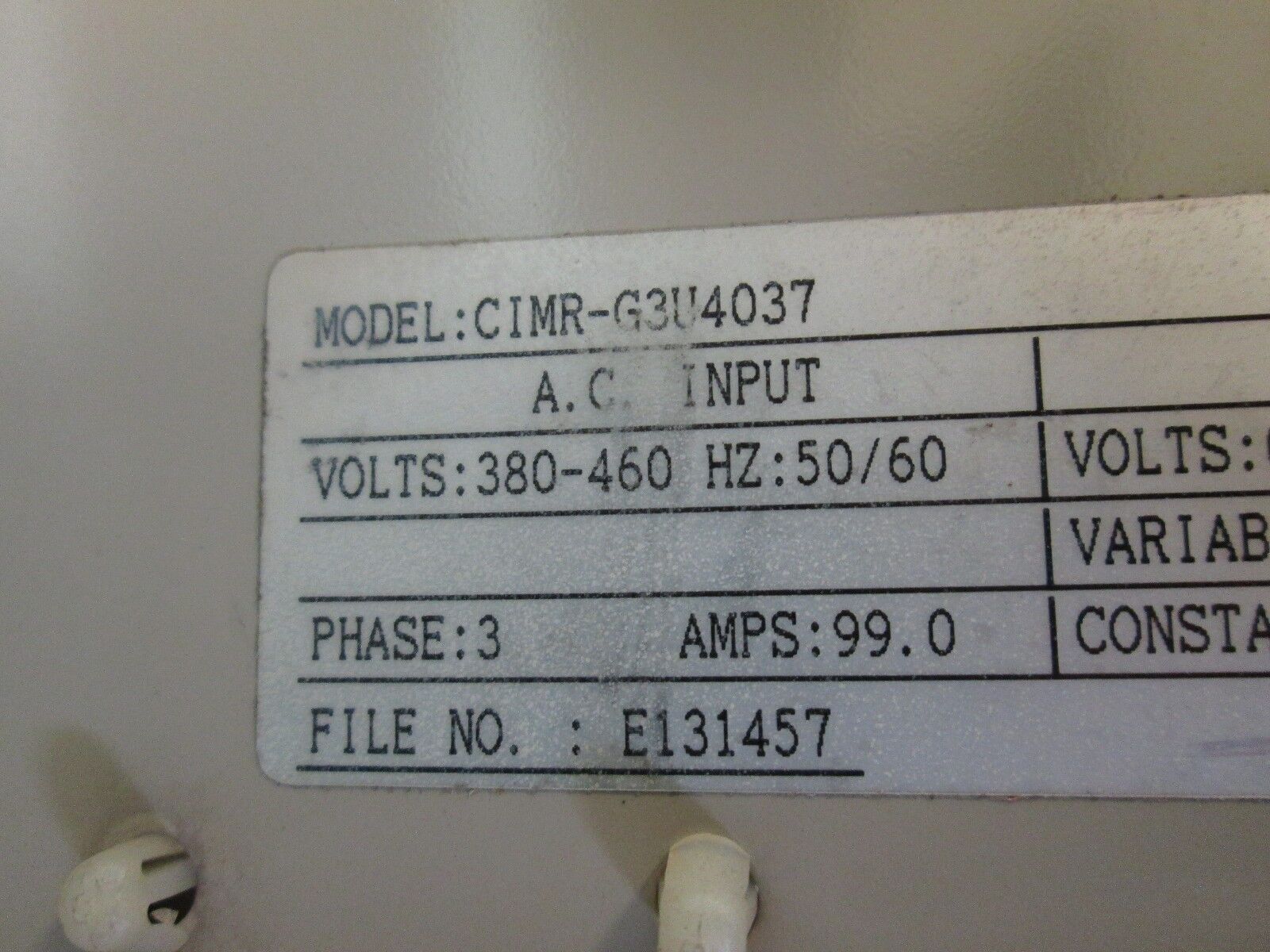 PowrMaster AC Drive CIMR-G3U4037 60HP Used