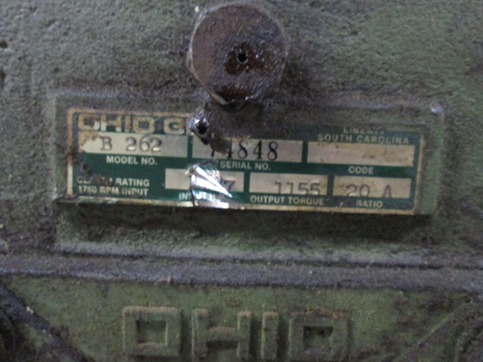 Ohio Gear B-262 Output Torque: 1155 Ratio: 20 A Used