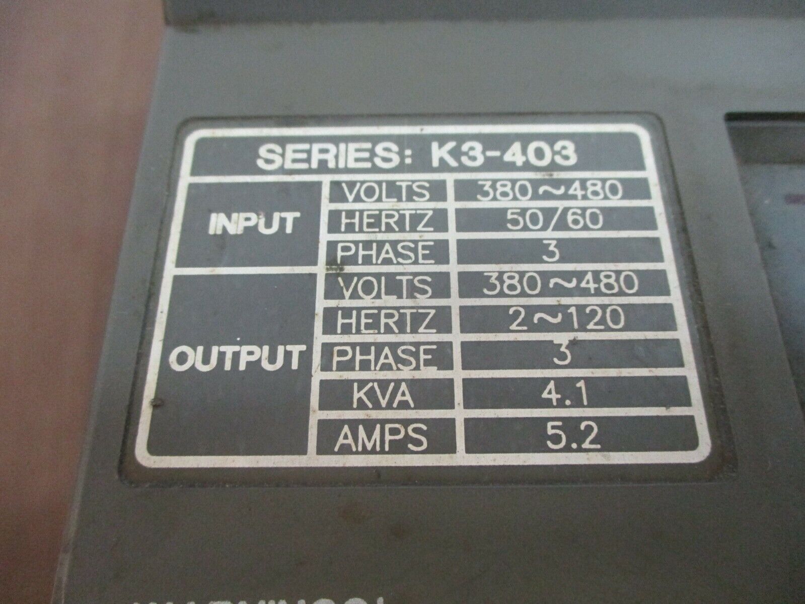 Motortronics K Series AC Drive K3-403 3HP 3Ph Input: 380~480V 50/60Hz Used