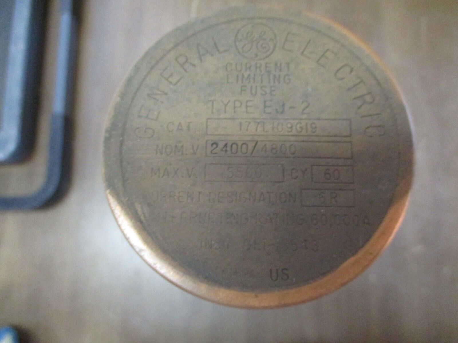 GE Type EJ-2 Fuse 177L109G19 Current 6R 2.4/4.8kV 60Hz Used