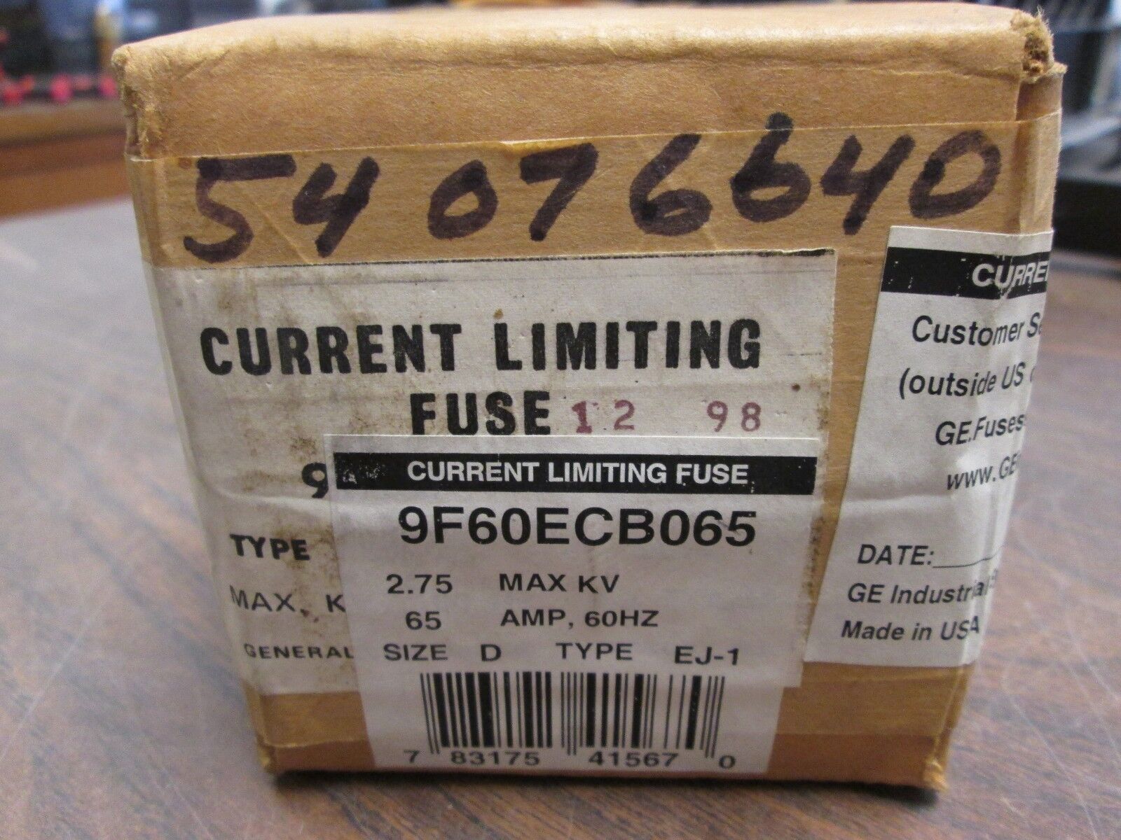 GE Current Limiting Fuse 9F60ECB065 2.75KV 65A New Surplus