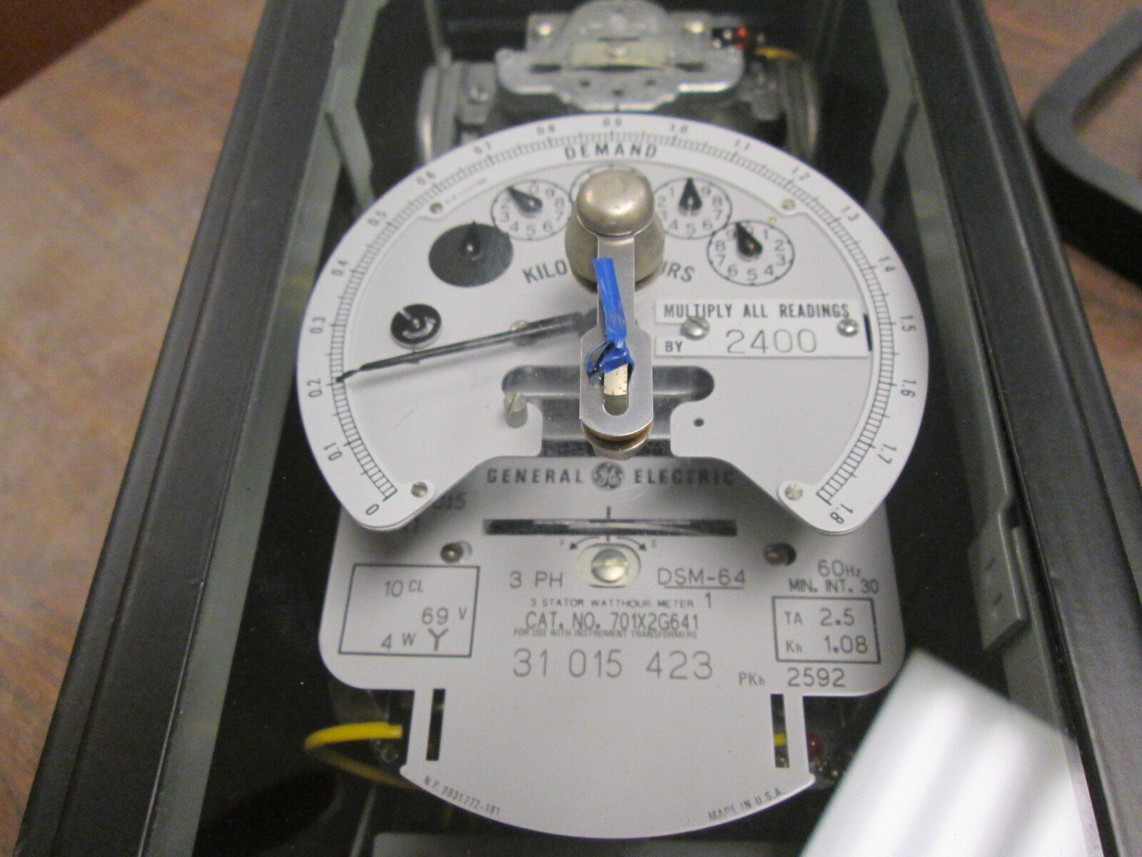 GE Type DSM-64 Kilowatthour Meter 701X2G641 3Ph 60Hz Used