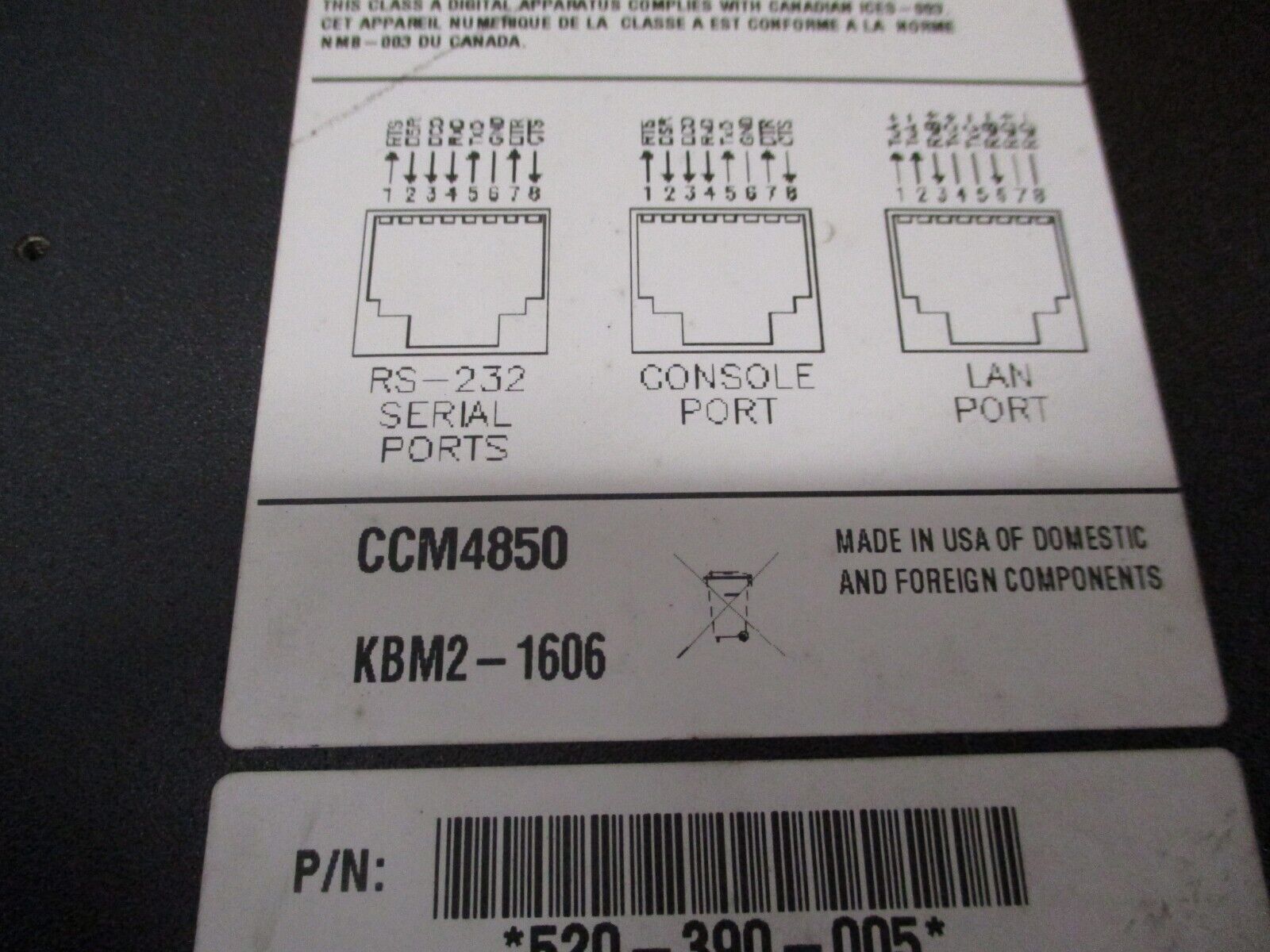 Avocent Console Manager CCM 4850 48-Port Used