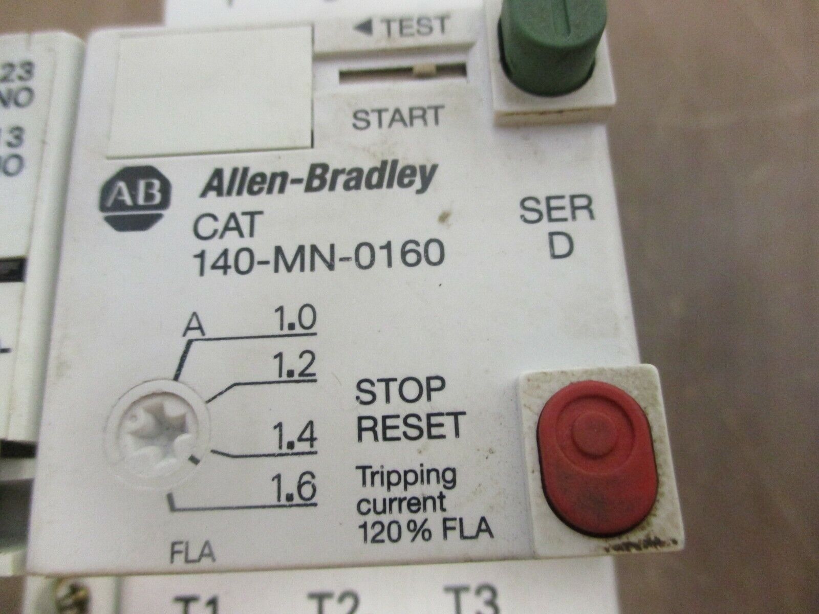 Allen-Bradley Manual Starter 140-MN-0160 Trip: 1.0-1.6A Ser. D Used