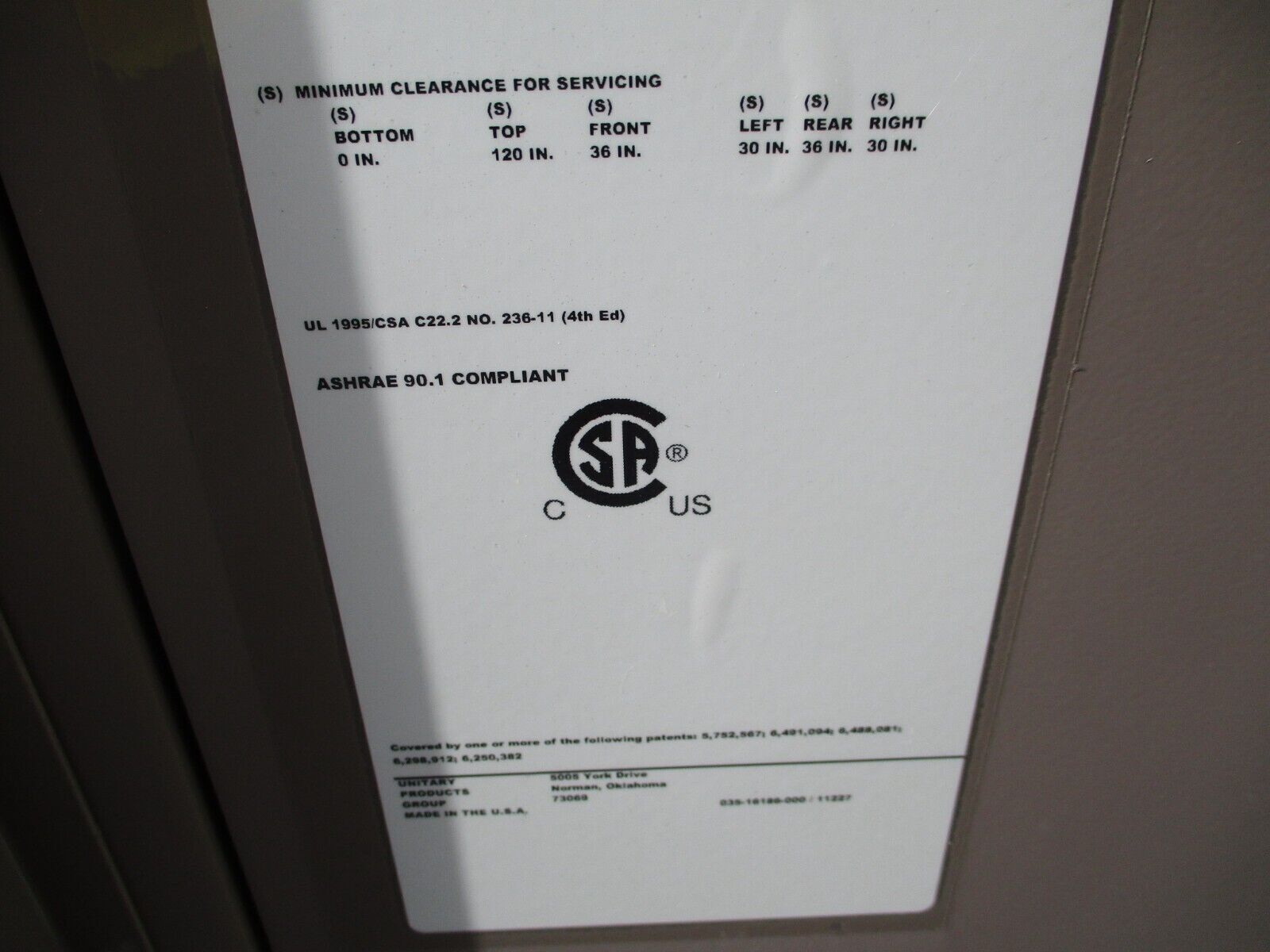 Johnson Controls Split System Condensing Unit J30YDC00A2BAA2A 30 Ton 208/230V