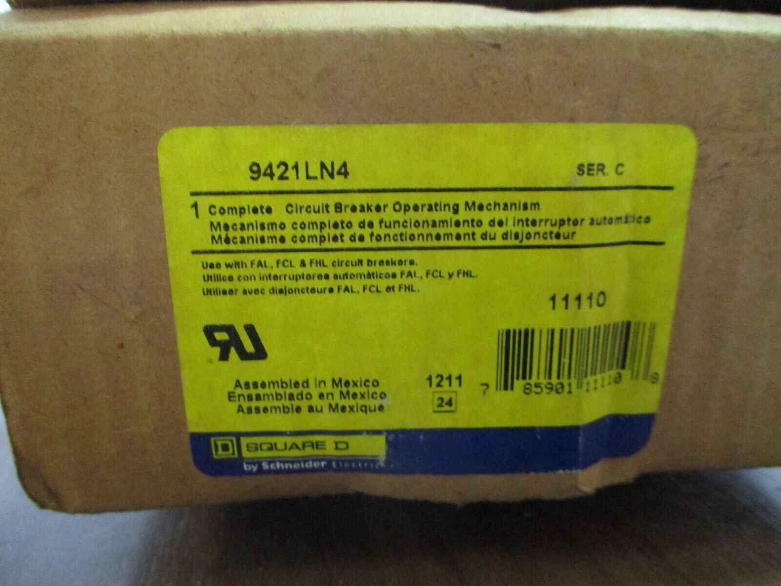 Square D Circuit Breaker Operating Mechanism 9421LN4 Ser. B Use w/ AL, FCL, FHL