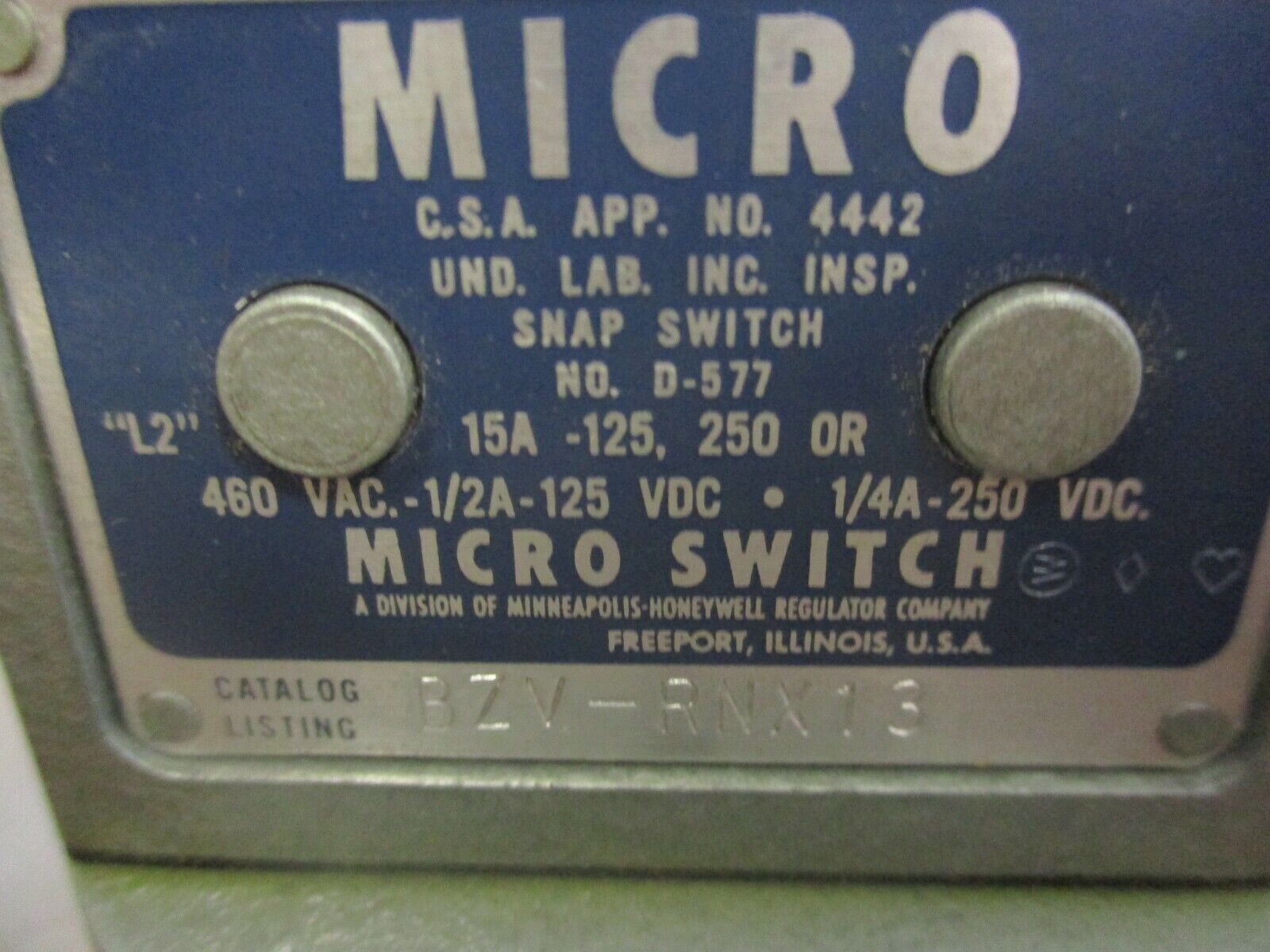 Micro Switch Limit Switch BZV-RNX13 Used