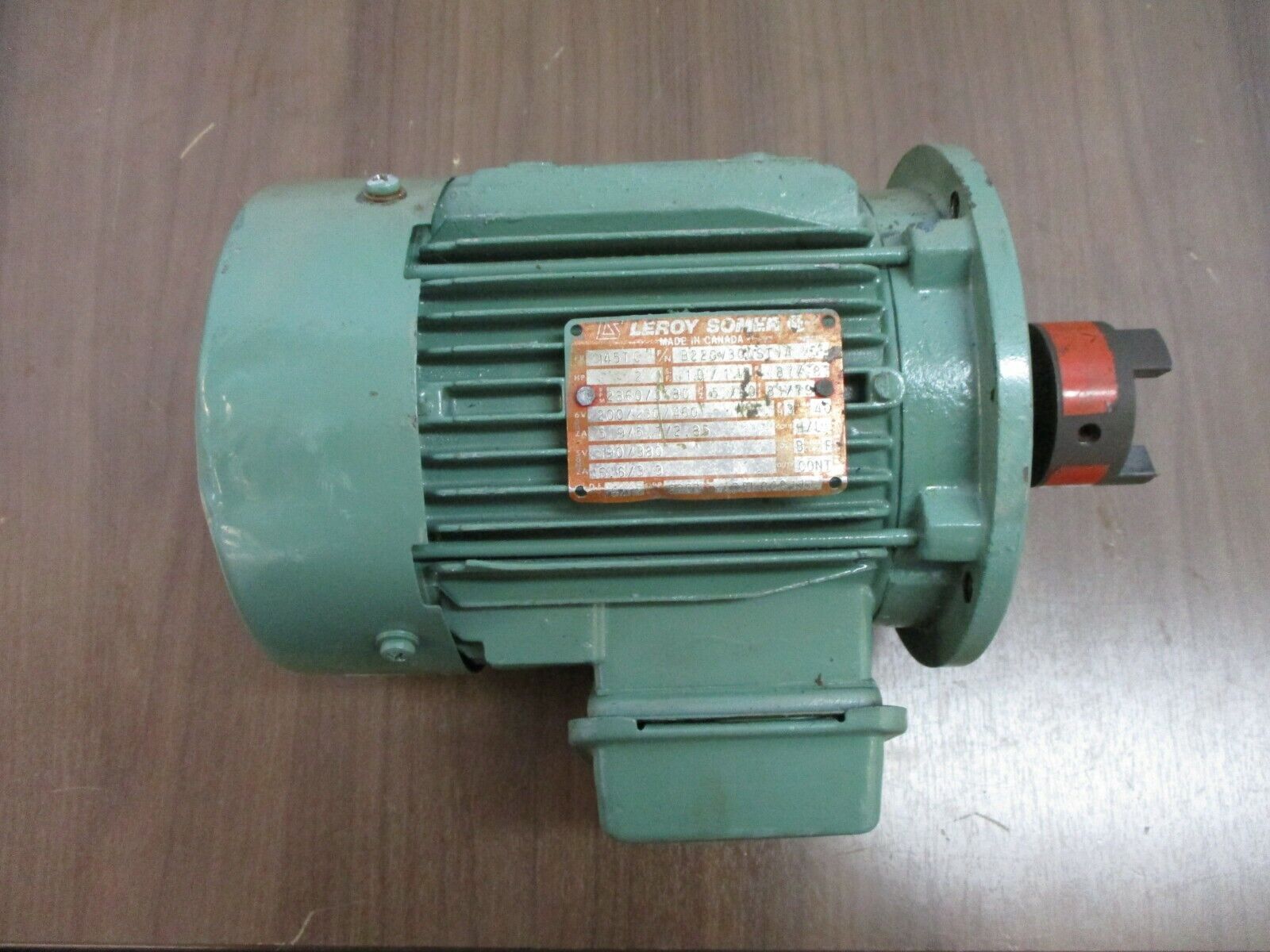 Leroy Somer Motor B22GV30QSTVA 2HP 3600 RPM 200/230/460V 5.9/5.7/2.85A 3Ph Used
