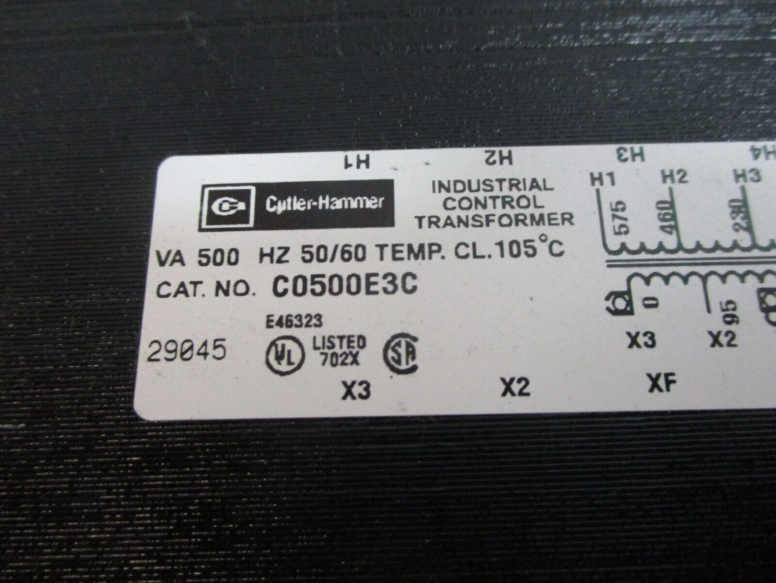 Cutler-Hammer Control Transformer C0500E3C 500VA Pri: 230/460/575V Sec: 95/115V