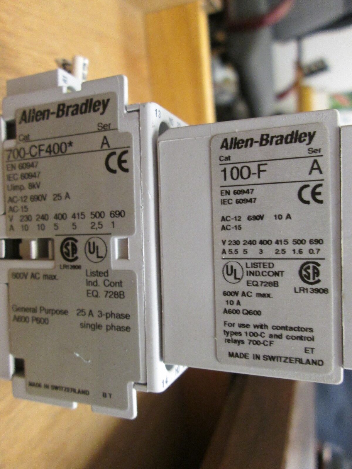 Allen-Bradley Control Relay 700-CF400* 100-F Block 600VAC max 120V coil Used