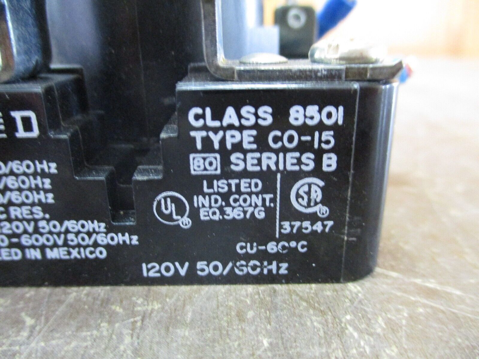 Square D Power Relay 8501 CO-15 Ser. B 120V Coil Used