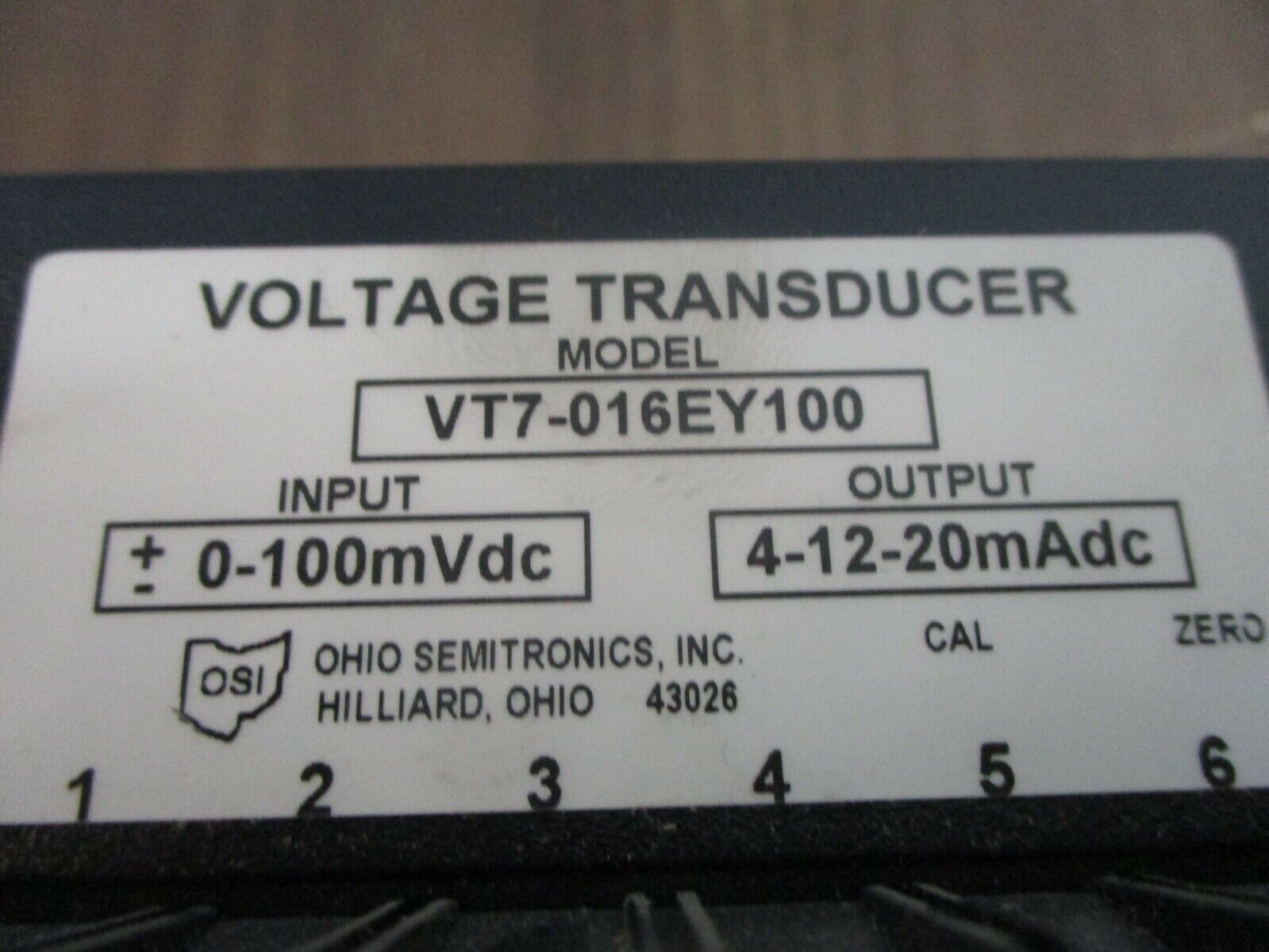 Ohio Semtronics Voltage Transducer VT7-016EY100 Input: 0-100mVDC Used