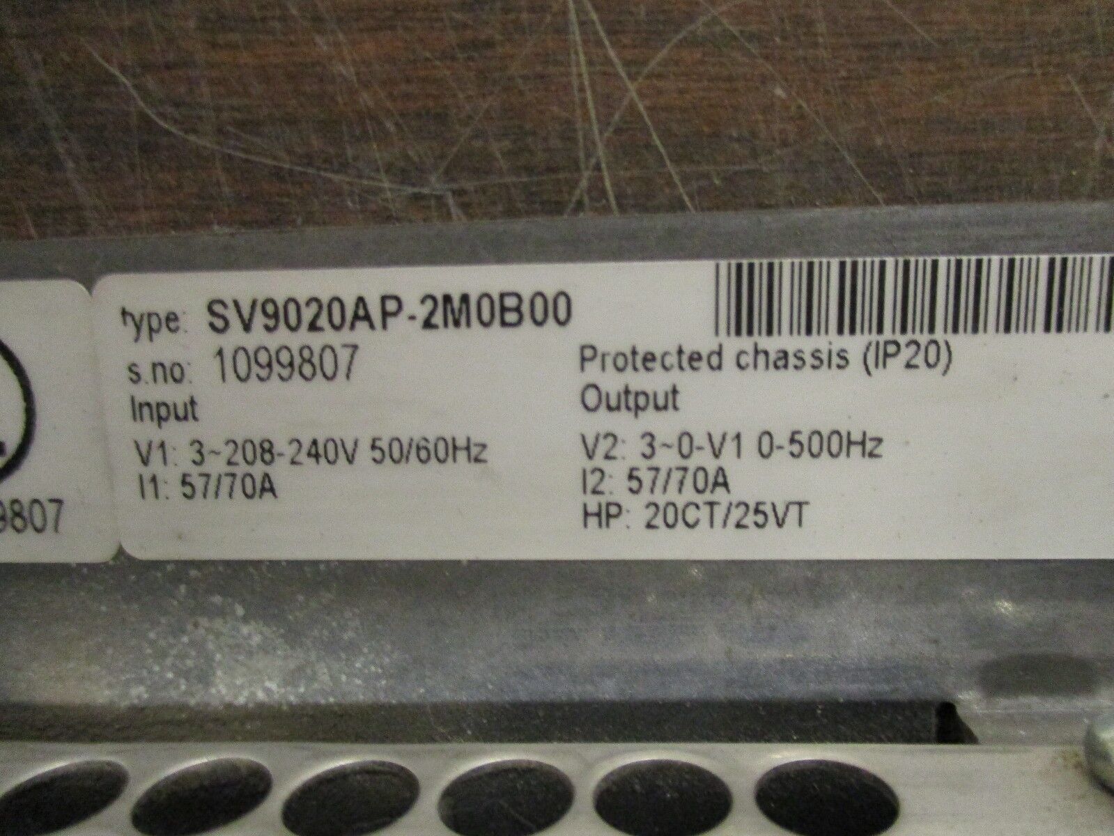 Cutler-Hammer SV9000 AC Drive SV9020AP-2M0B00 20HP 3Ph Used