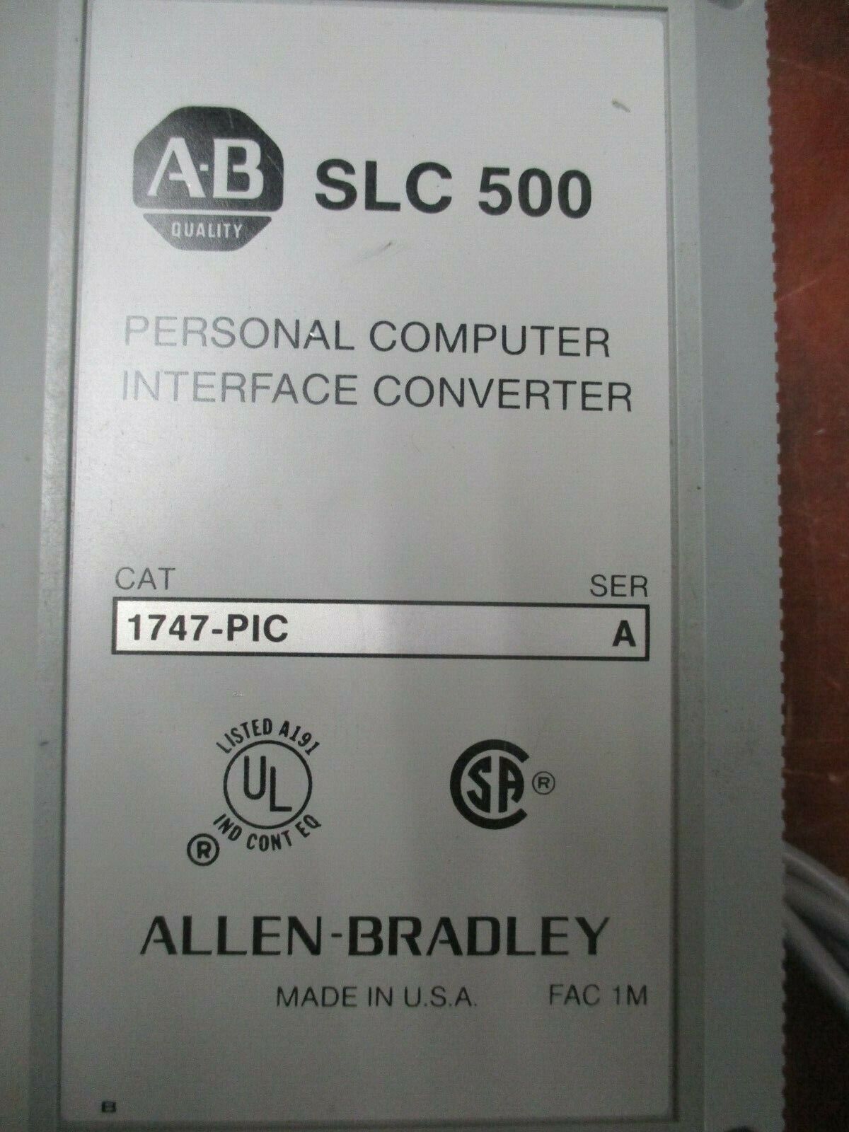 Allen-Bradley SLC 500 Personal Computer Interface Converter 1747-PIC Ser. A Used