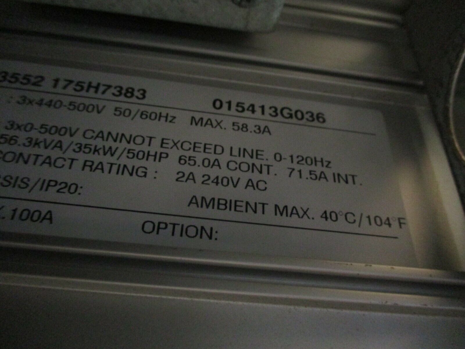 Graham VLT 3552 AC Drive 175H7383 50HP 3Ph 440-500V Used