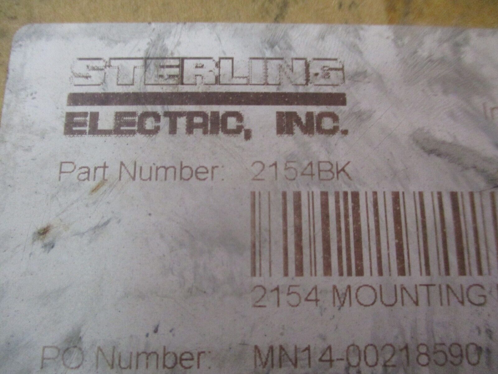 Sterling Electric Mounting Base 2154BK New Surplus