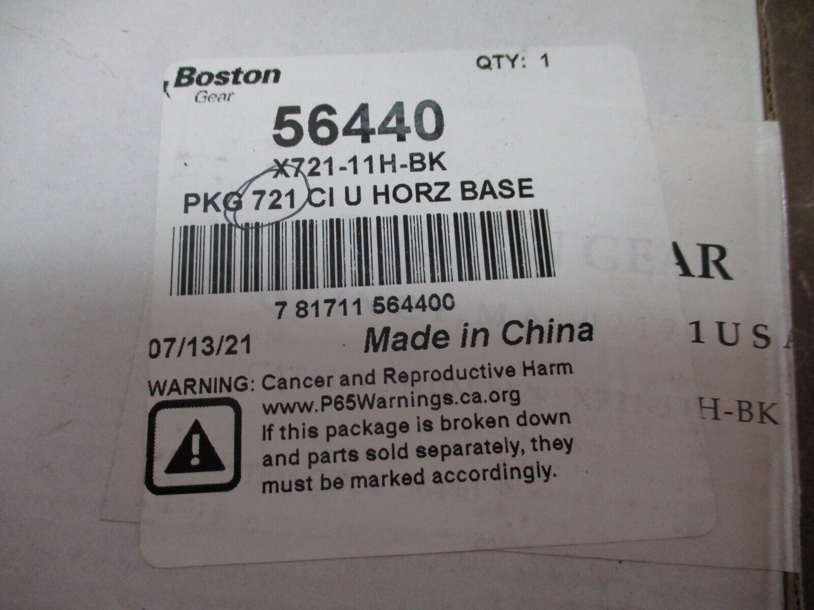Boston Gear Mounting Base 56440 X721-11H-BK New Surplus