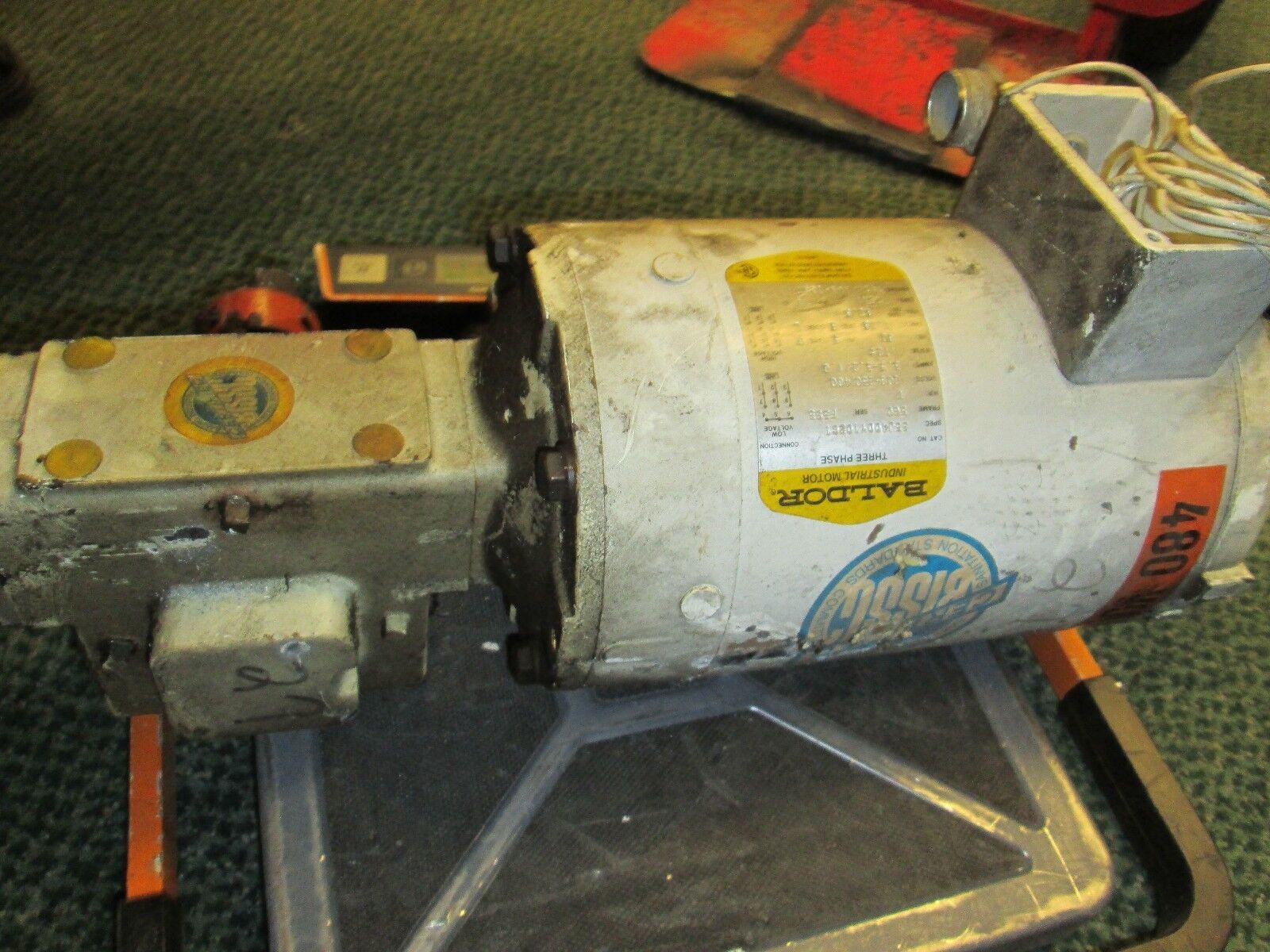 Baldor Motor w/ Gear 35J400Y10261 1HP 1725RPM 208-230/460V 3.5-3.2/1.6A 3Ph Used
