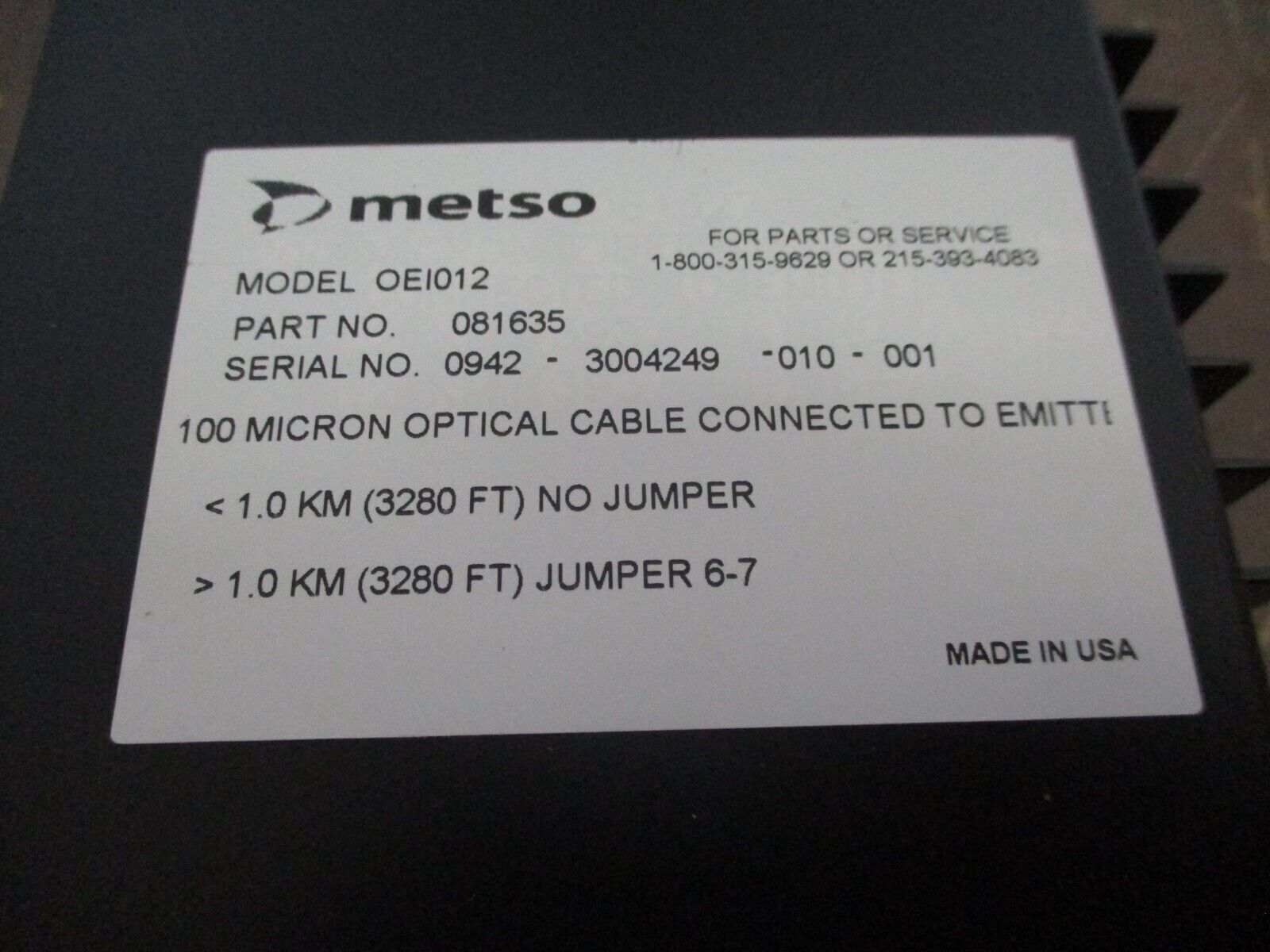 Metso OEI012 Optical / Electrical Interface 081635 *No Box* New Surplus