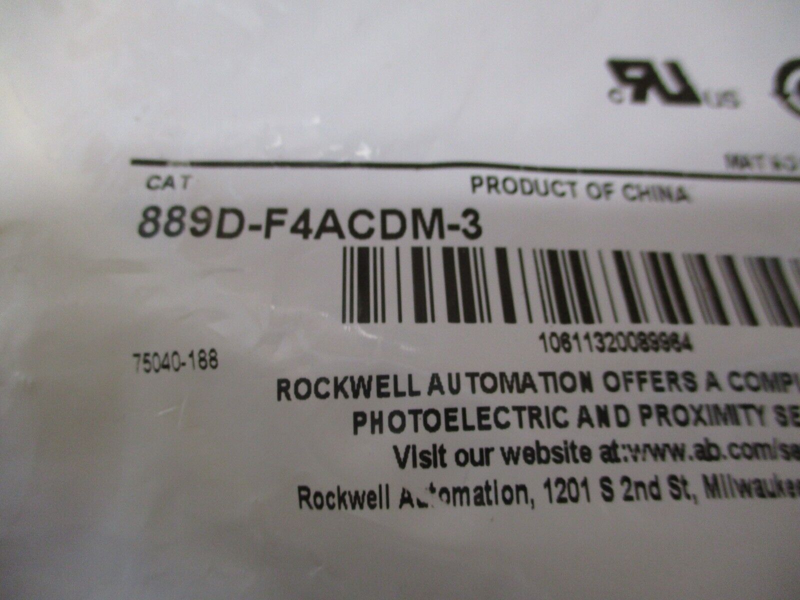 Allen-Bradley QD Cordset 889D-F4ACM-3 Ser. B 4-Pin DC Micro Straight 3 Meter