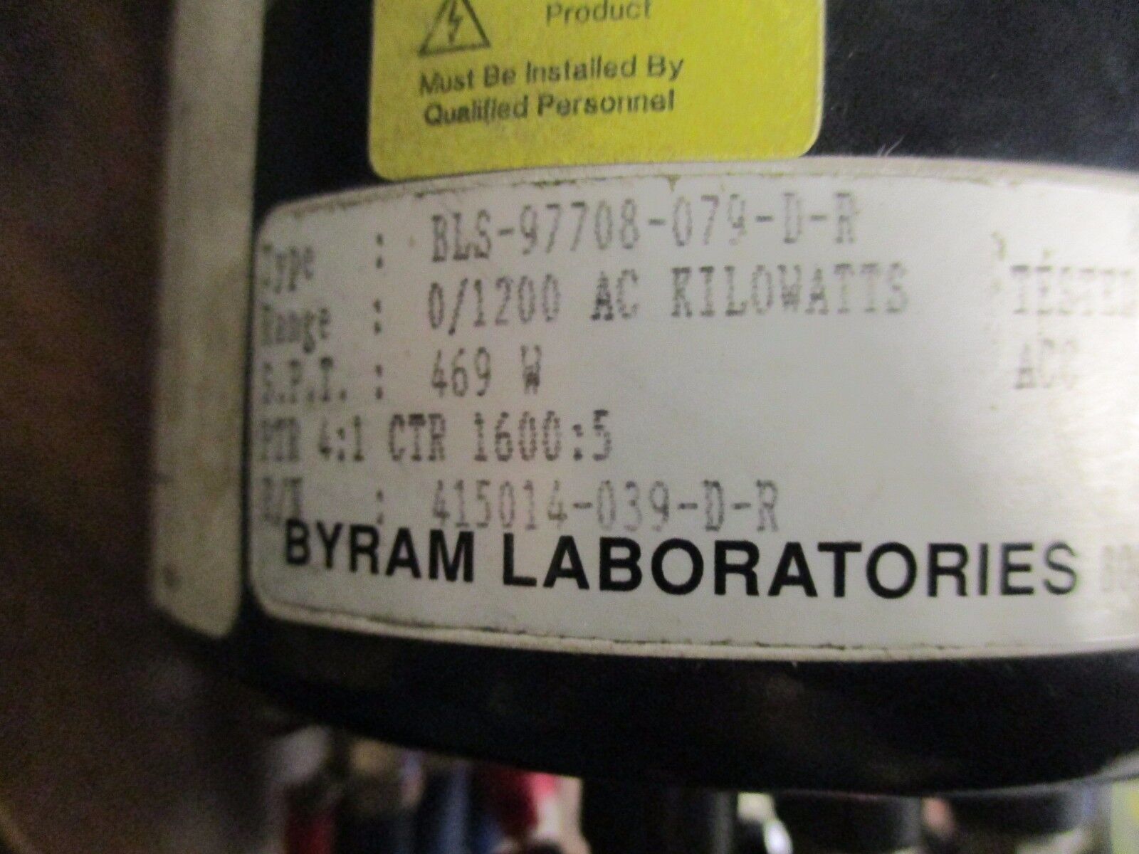 ASCO Kilowatt Meter BLS-97708-079-D-R Range: 0-1200KW Used