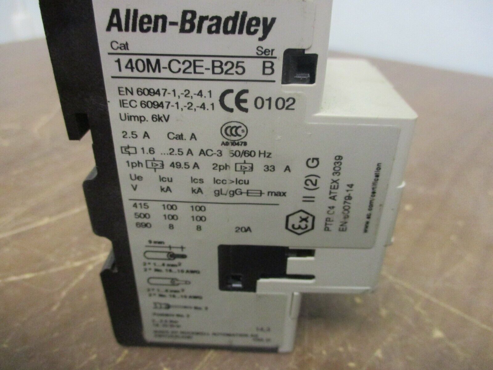 Allen-Bradley Manual Starter 140M-C2E-B25 Range:1.6-2.5A **Missing Handle** Used