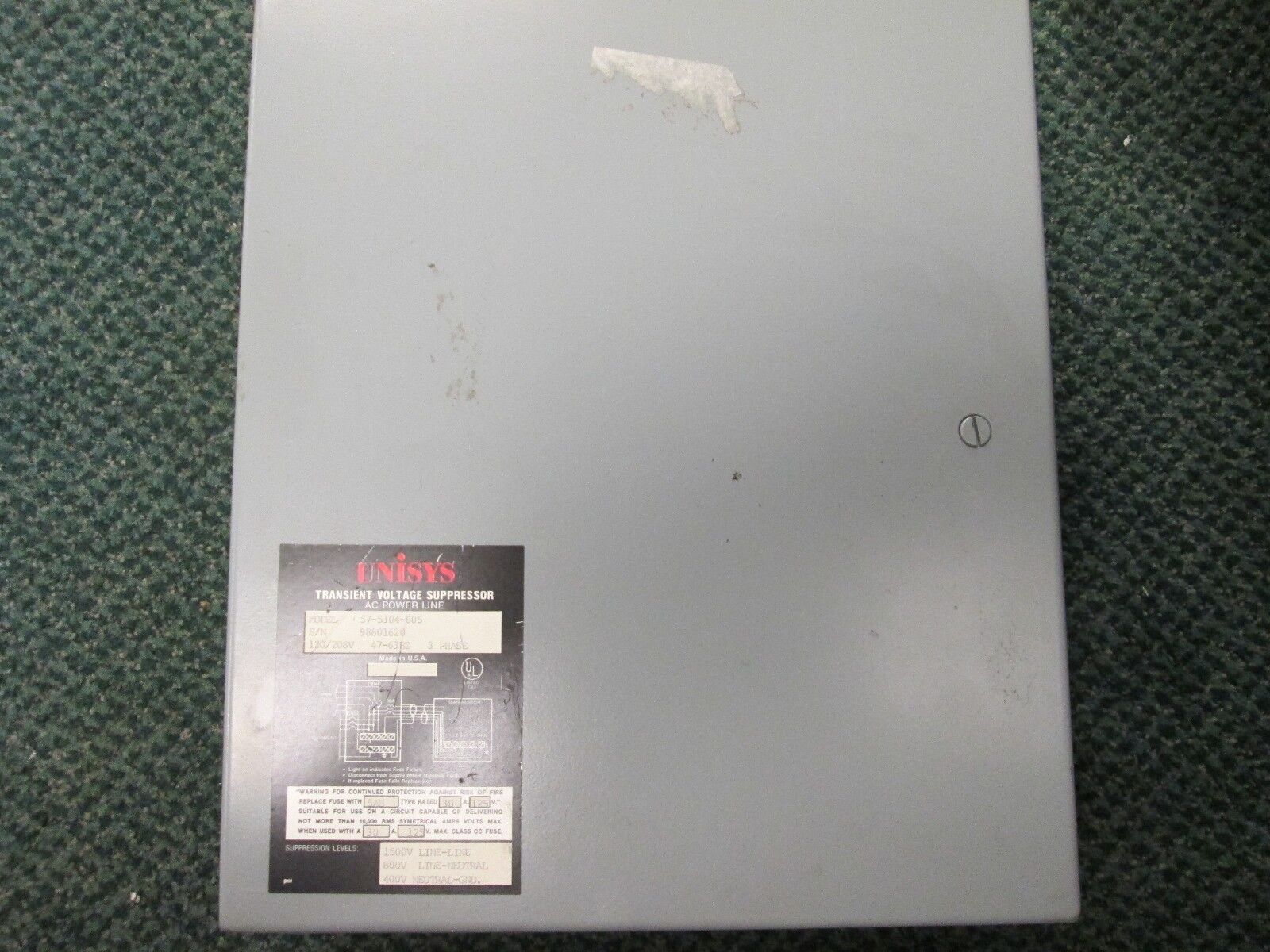 UNISYS Transient voltage suppressor 57-5304-605 120/208V 30A 3Ph Used