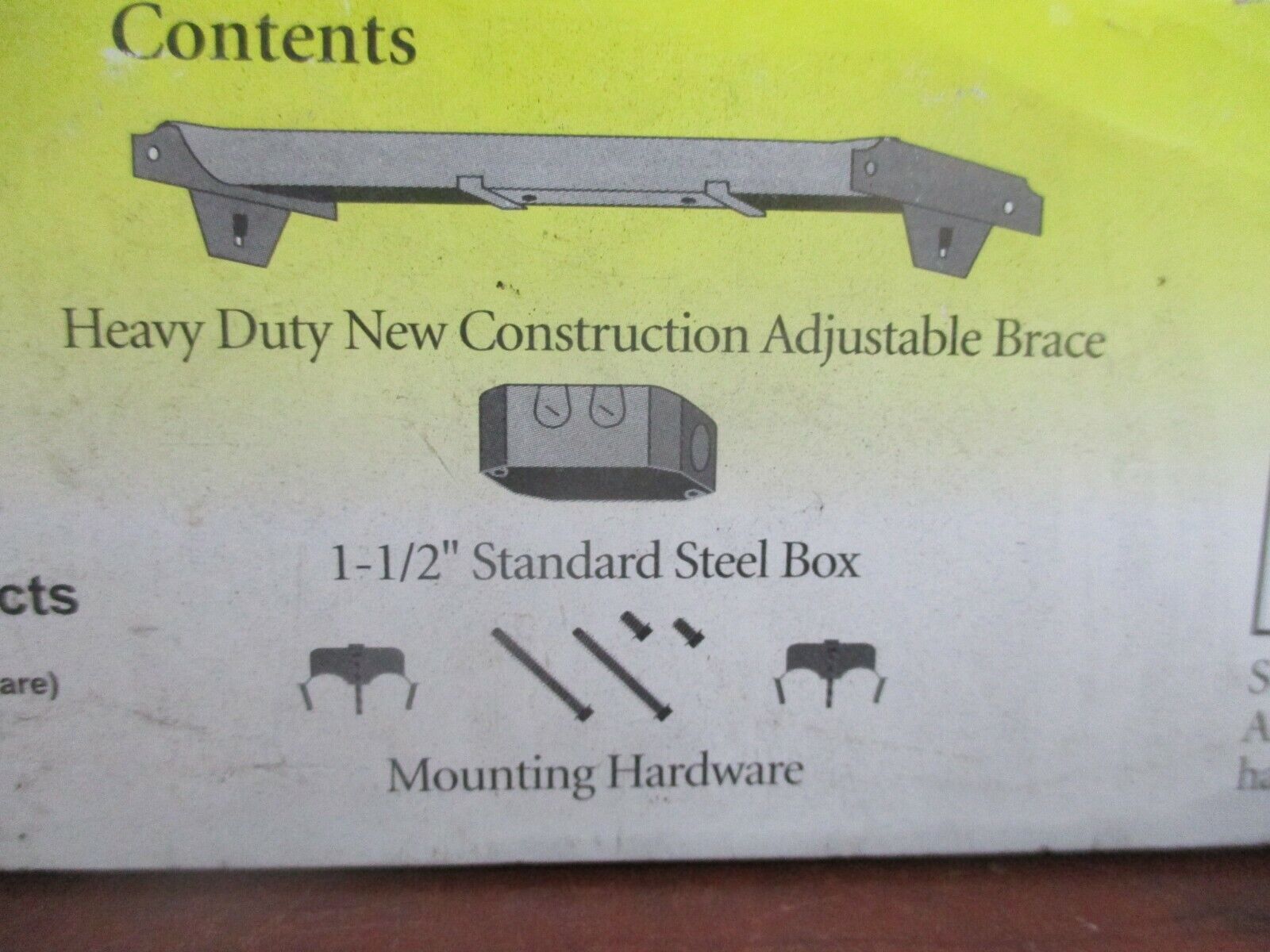 Hubbell KWIK-Brace Ceiling Brace & Box Kit 401304 1-1/2" Box New Surplus