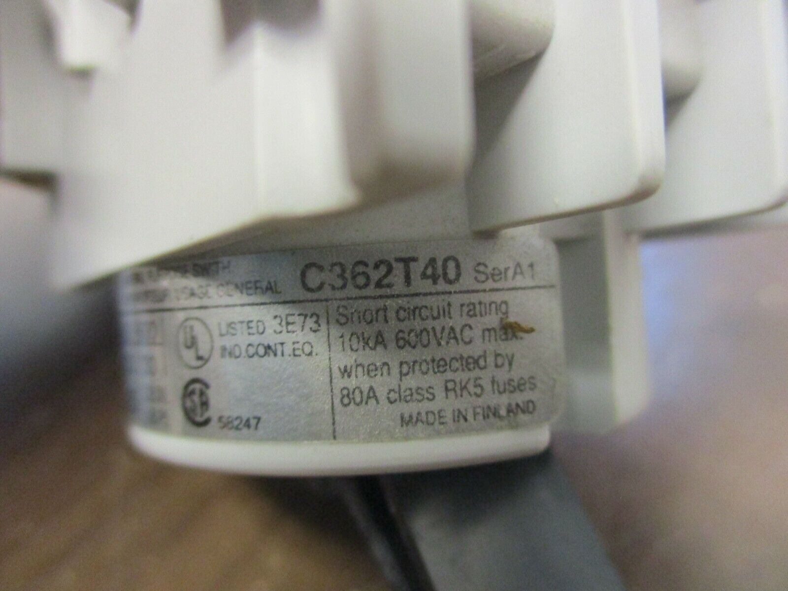 Cutler-Hammer Switch C362T40 40A 600V 3Ph Used