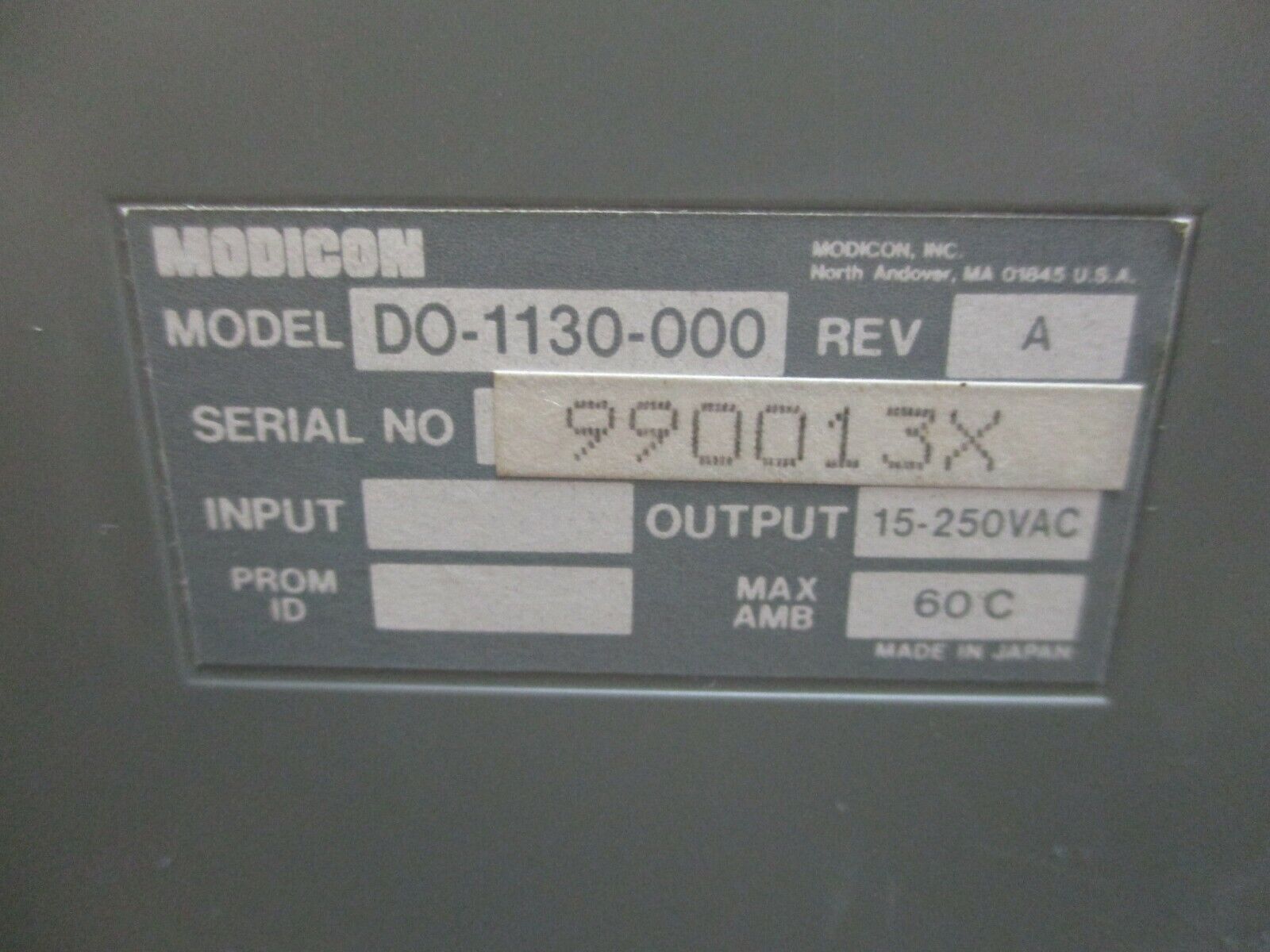 Modicon Output Module DO-1130-000 Rev. A Output: 15-250VAC Used
