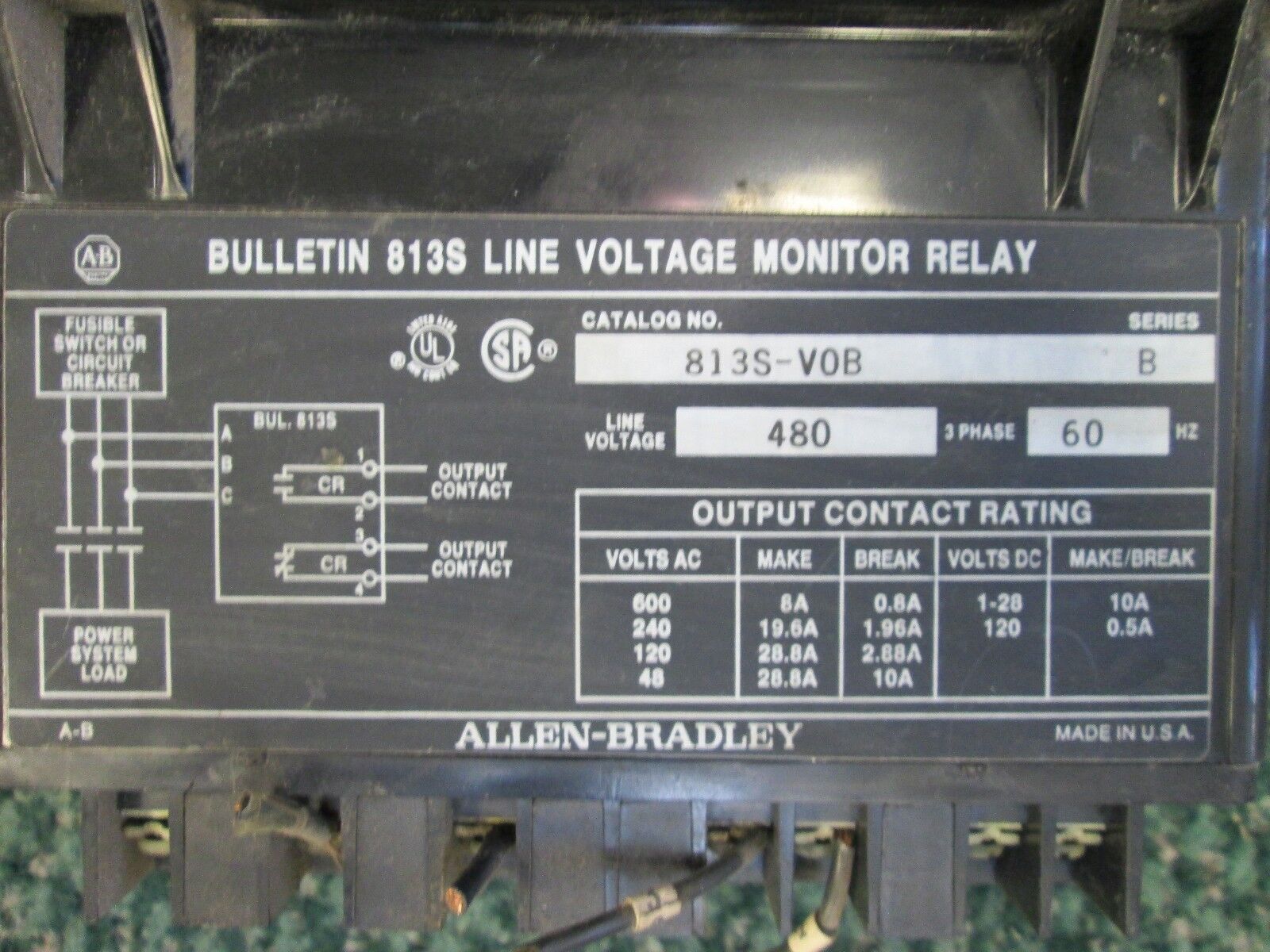 Allen-Bradley Relay 8135-V0B 480V 60Hz 3Ph Used