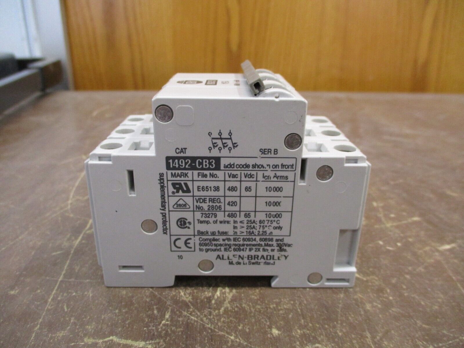 Allen-Bradley Circuit Breaker 1492-CB3-G150 Ser. B 15A 480Y/277V 3Ph Used