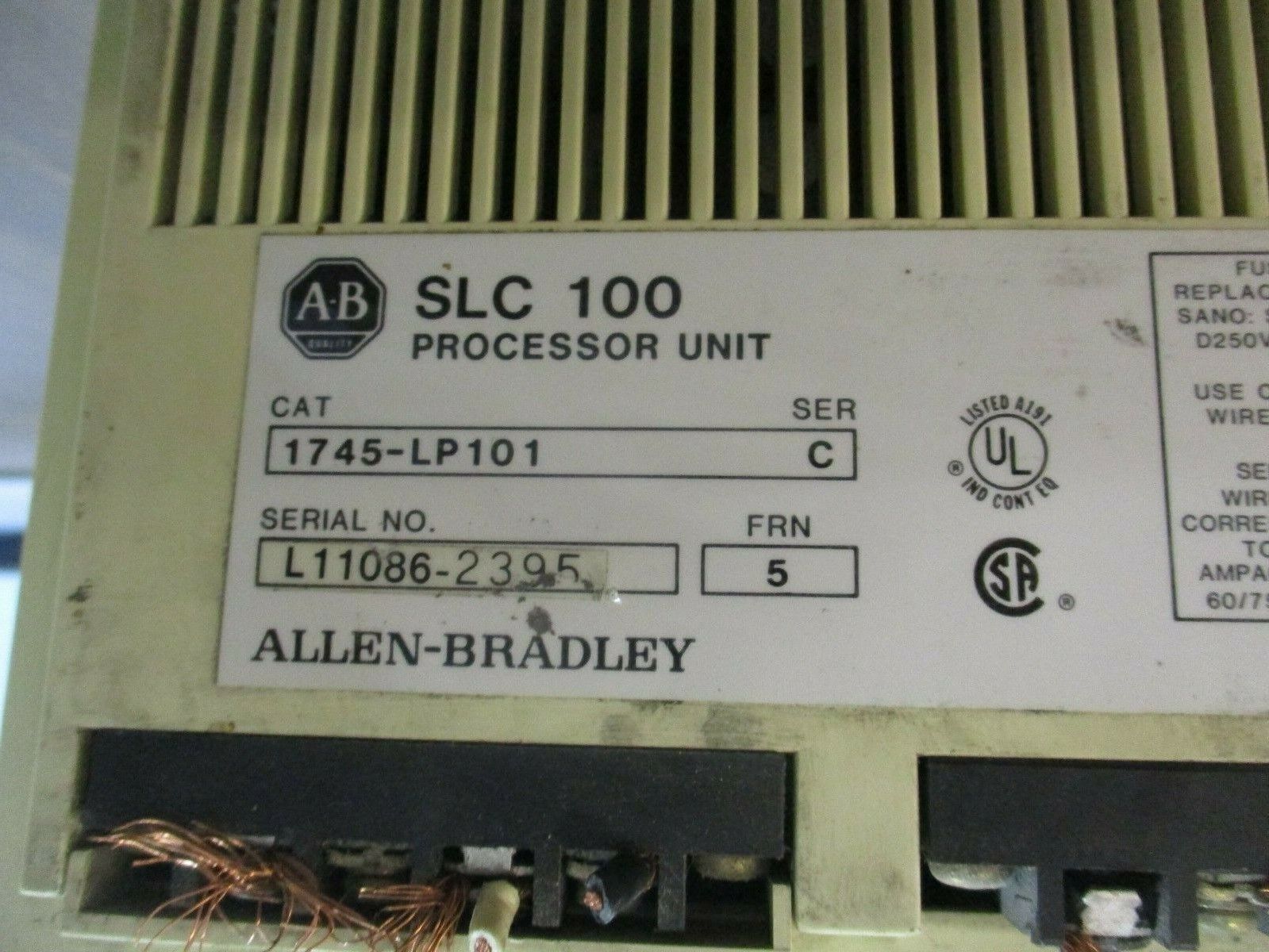 Allen-Bradley SLC 100 Processor Unit 1745-LP101 Ser. C FRN: 5 Used