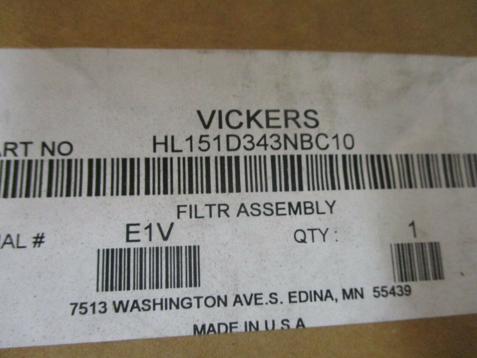 Vickers Filter HL151D343NBC10 New Surplus