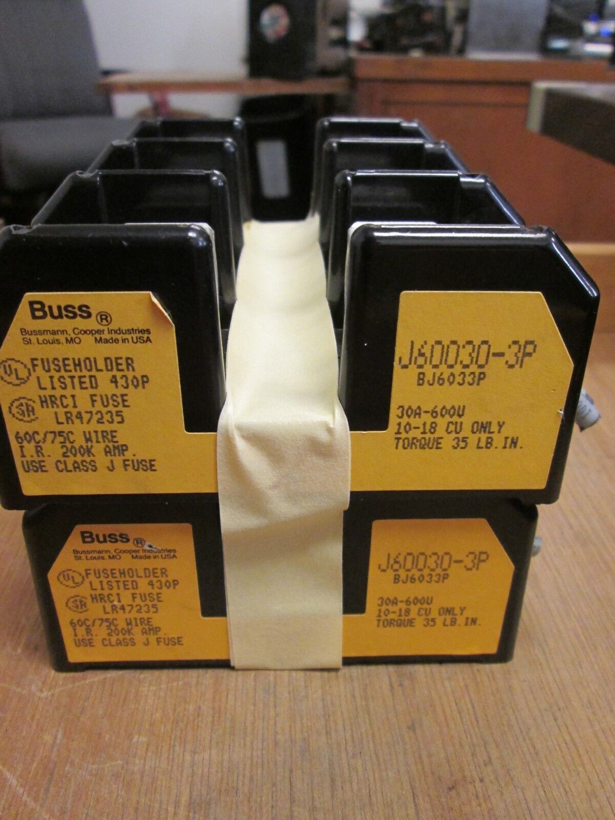 Bussmann Fuse Holder J60030-3P 30A 600V 3P lot of 2 Used