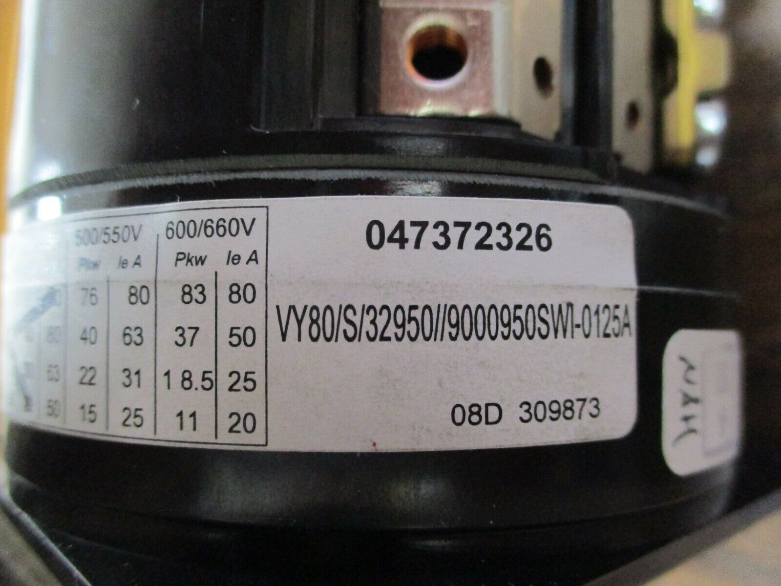 Entrelec I-80 Rotary Switch VY80/S/32950//9000950SWI-0125A 80A 600V Used