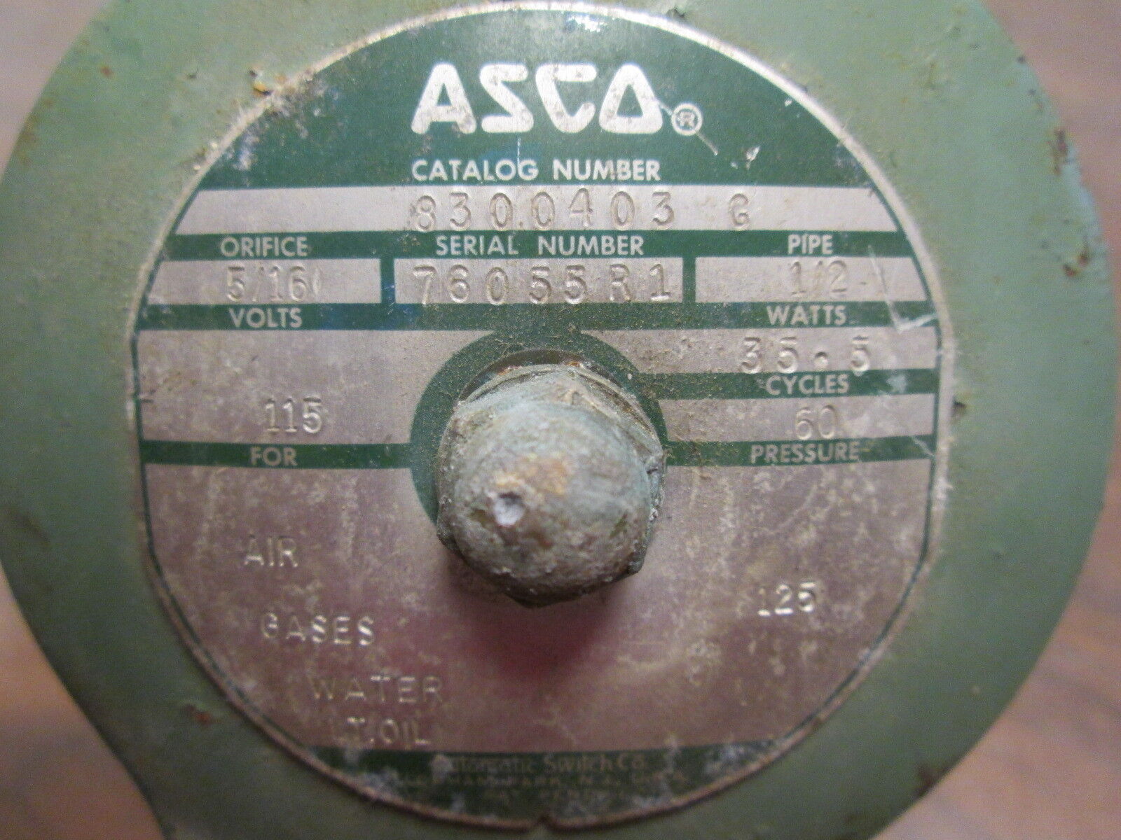 ASCO Solenoid Valve 8300403 G 115V 60Hz 35.5W 125PSI Air Used