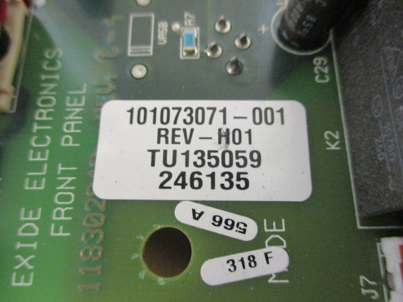 Eaton Monitor Panel Control Board 101073071-001 Rev. H01 Used