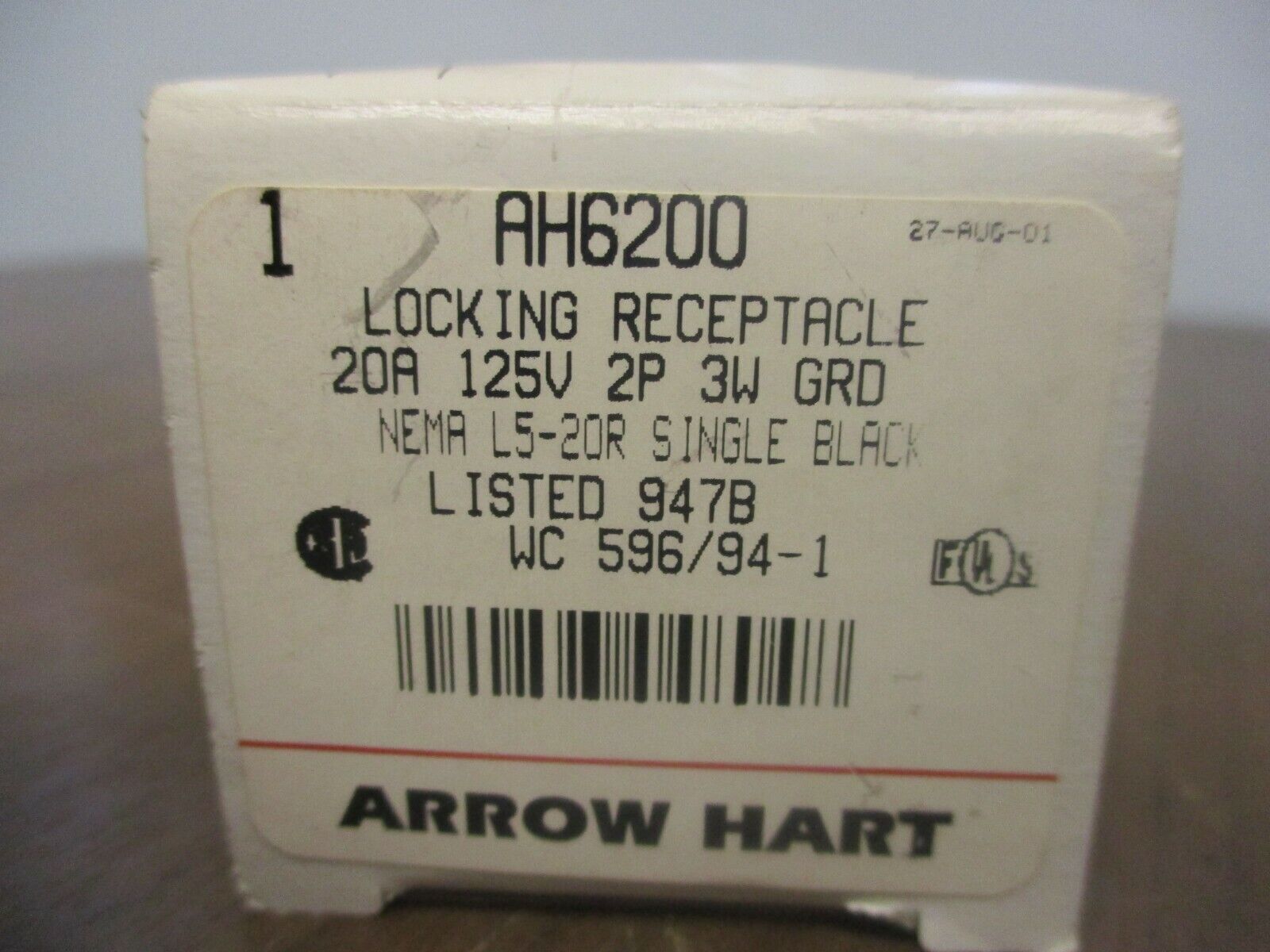 Arrow Hart Locking Receptacle AH6200 20A 125V 2P 3W New Surplus