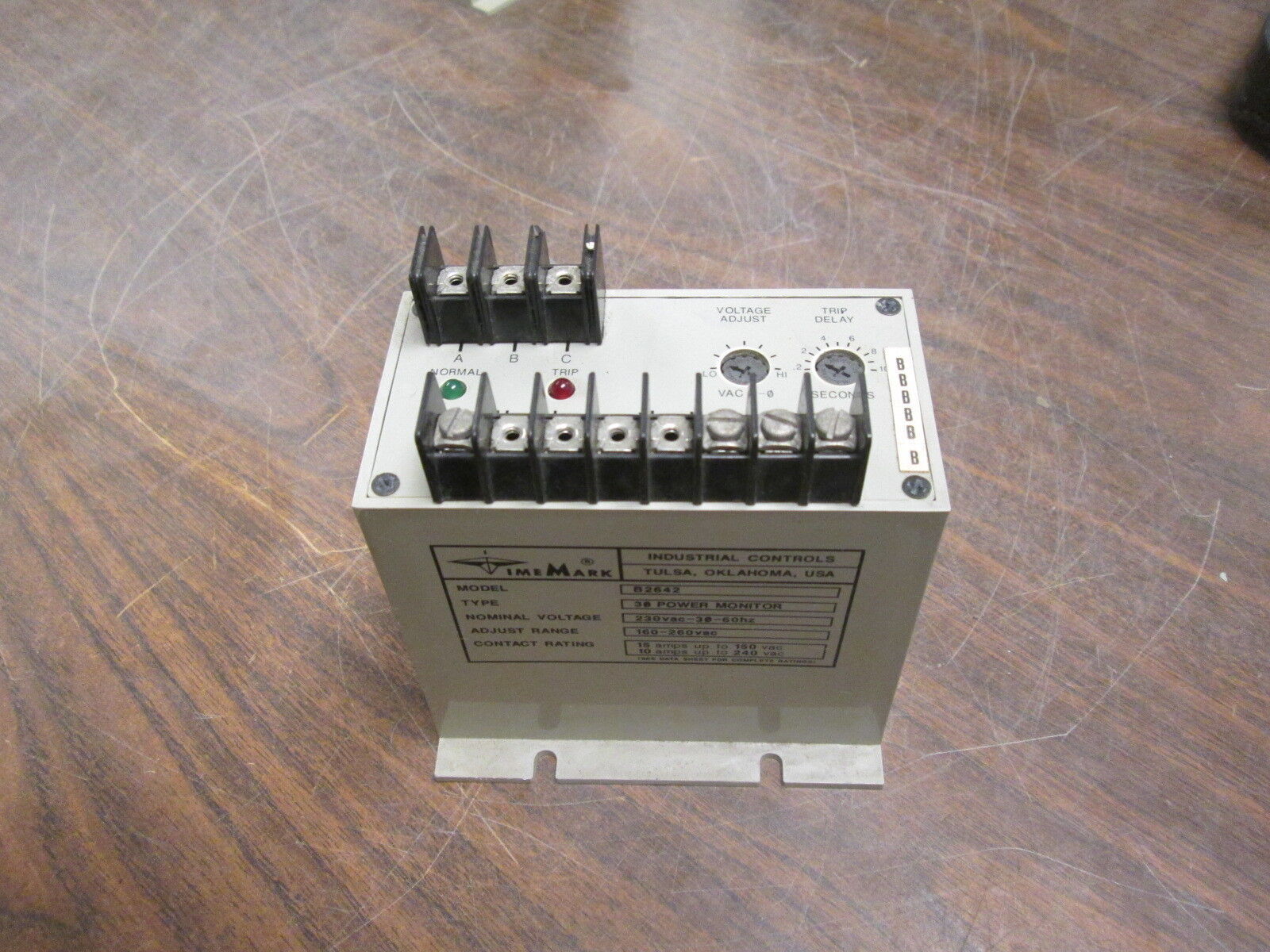 TimeMark 3Ph Power Monitor B2642 230V 60Hz Range: 160-260VAC Used